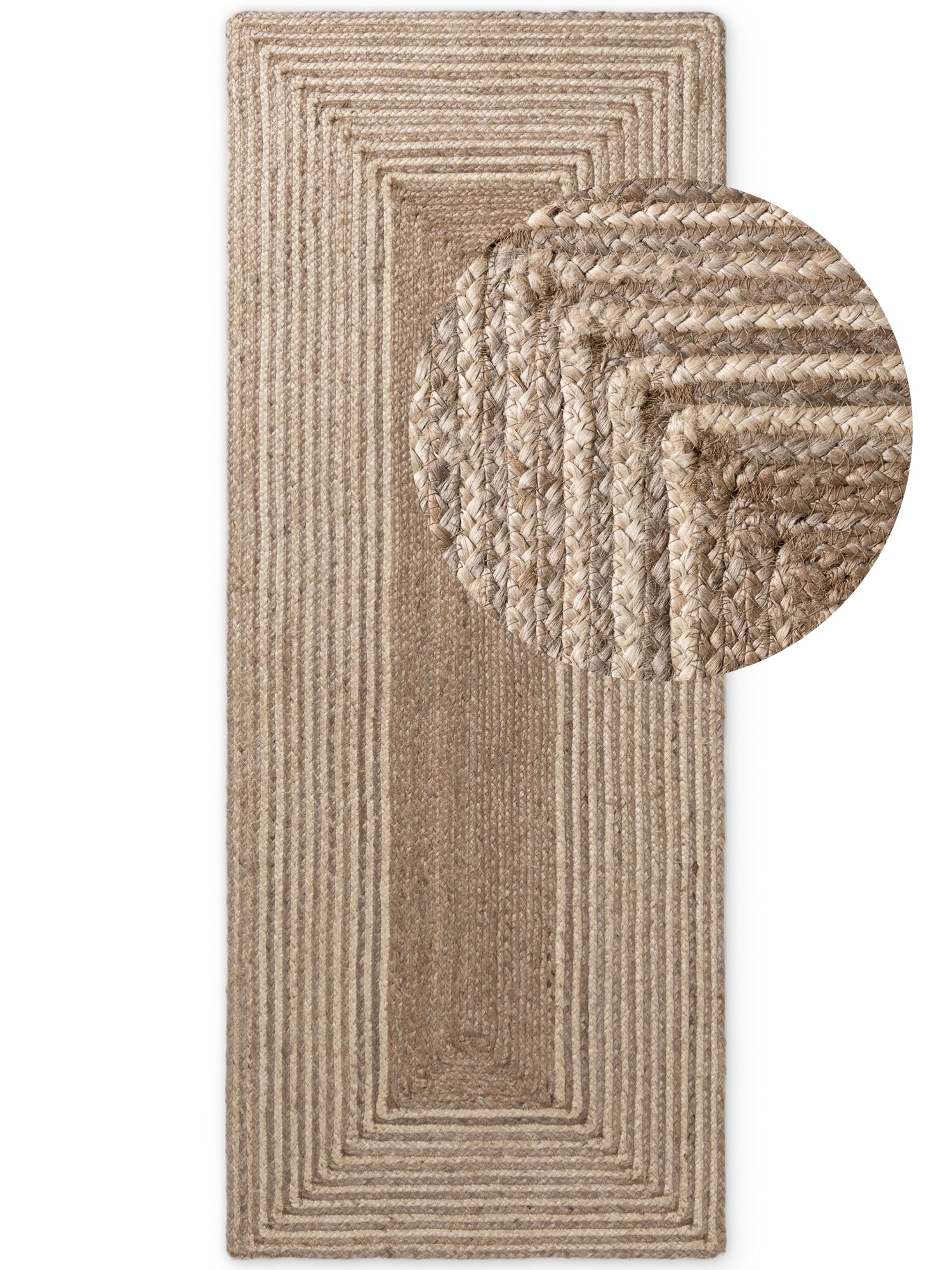 JUNO JUTE TÆPPE LINE, NATUR HVID BRUN