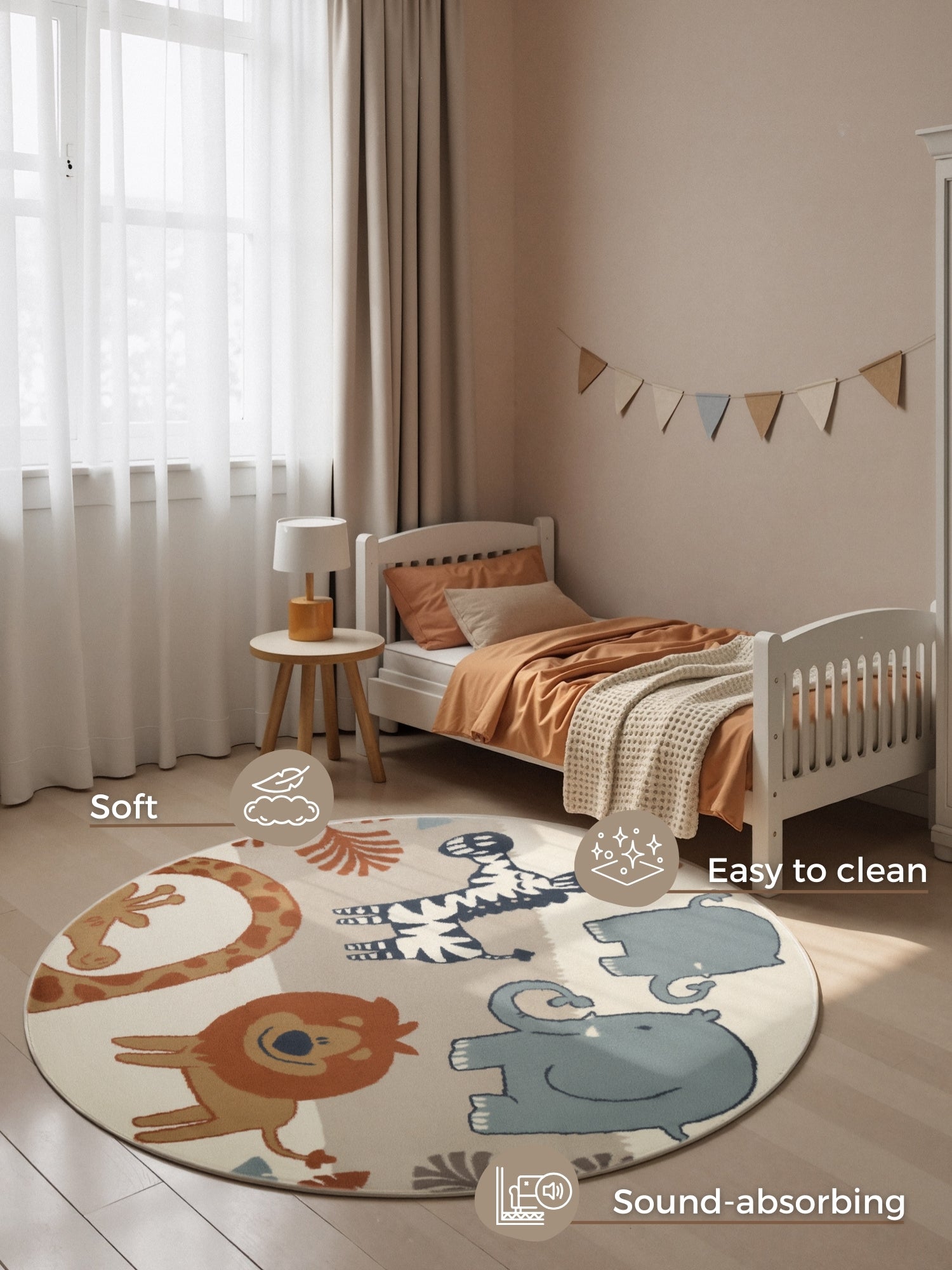 EVENTYR BØRNETÆPPE SAVANNA, CREME MULTI