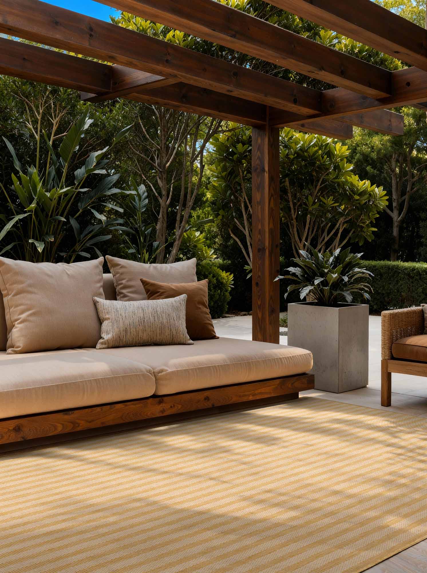 TED BAKER HARINGEY FLADVÆVET TÆPPE, LINLEY OCHRE HVID