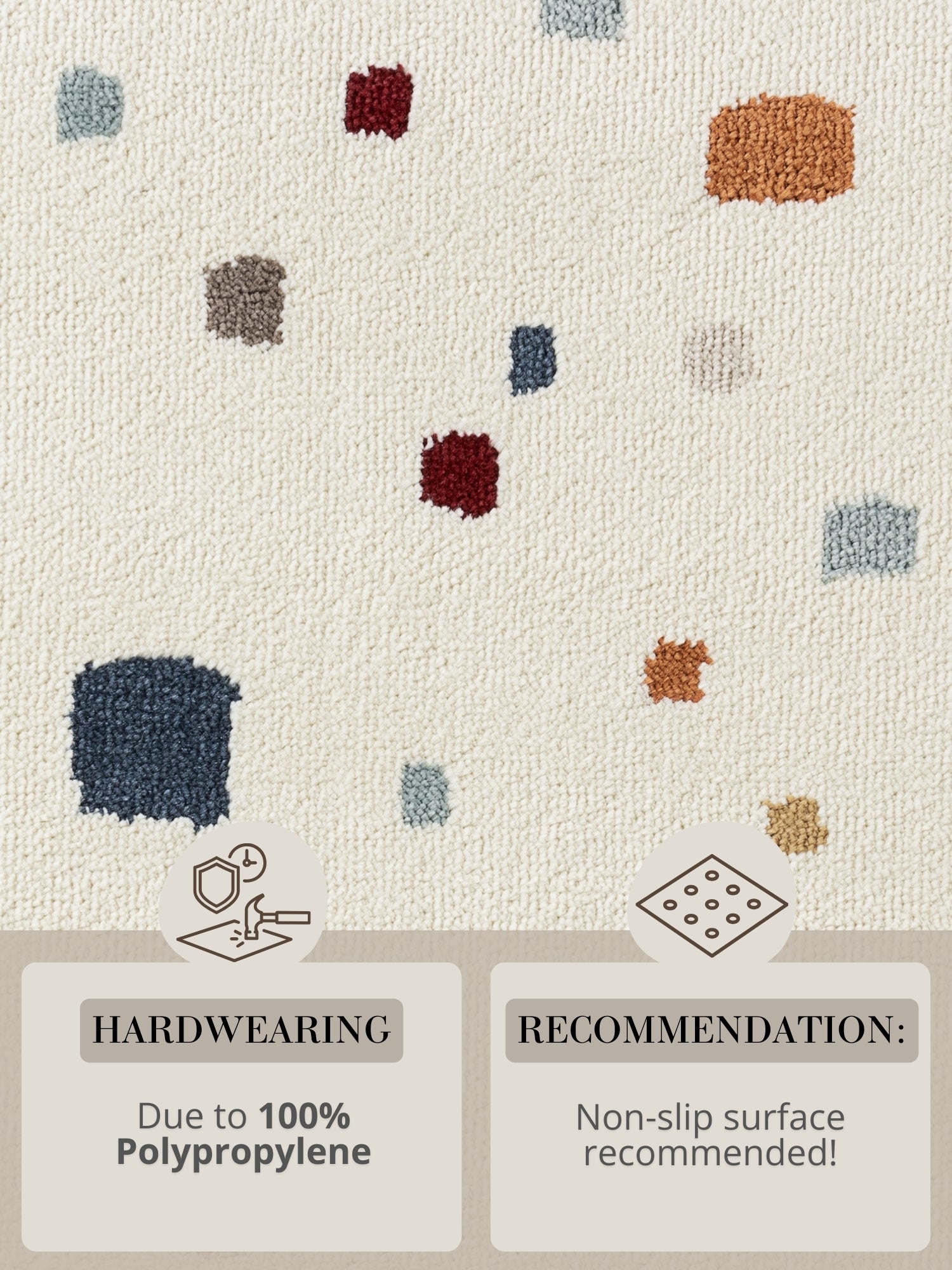 EVENTYR BØRNETÆPPE FUNNY SQUARES, CREME MULTI