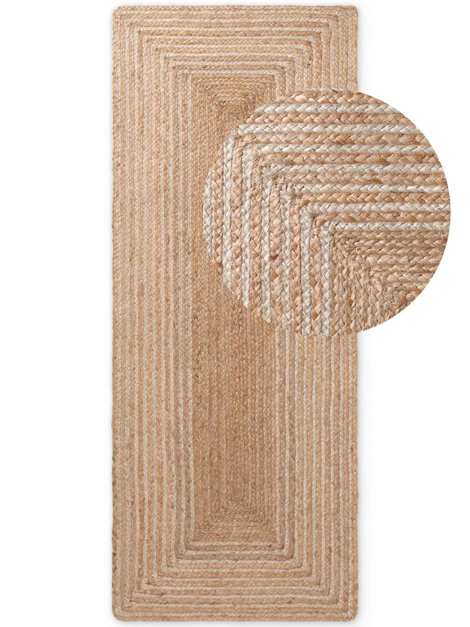 JUNO JUTE TÆPPE LINE, NATUR HVID GYLDEN