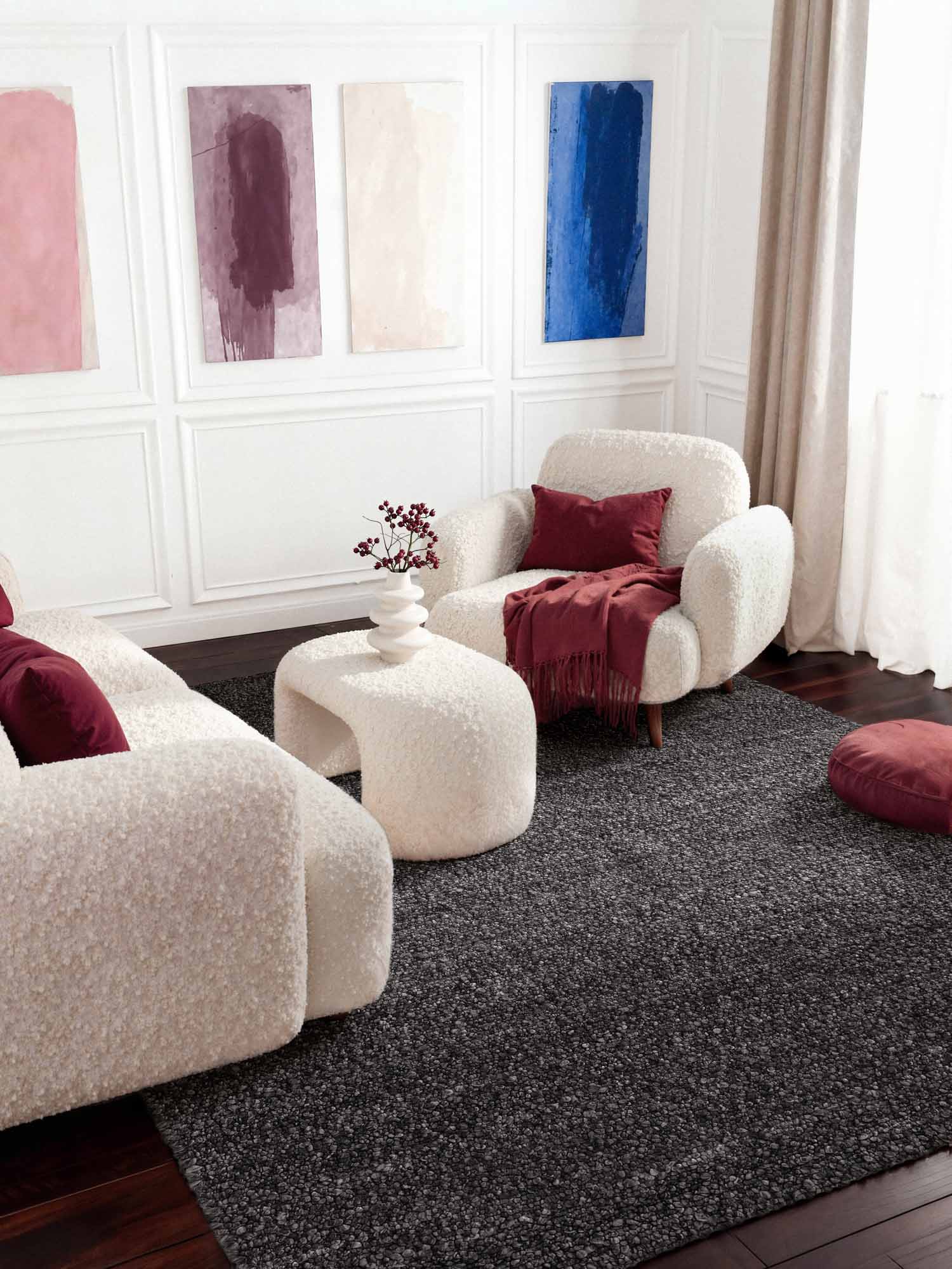 TED BAKER NOTTING HILL SOFT BOUCLE KORTLUVET TÆPPE, PORTOBELLO MØRKEGRÅ
