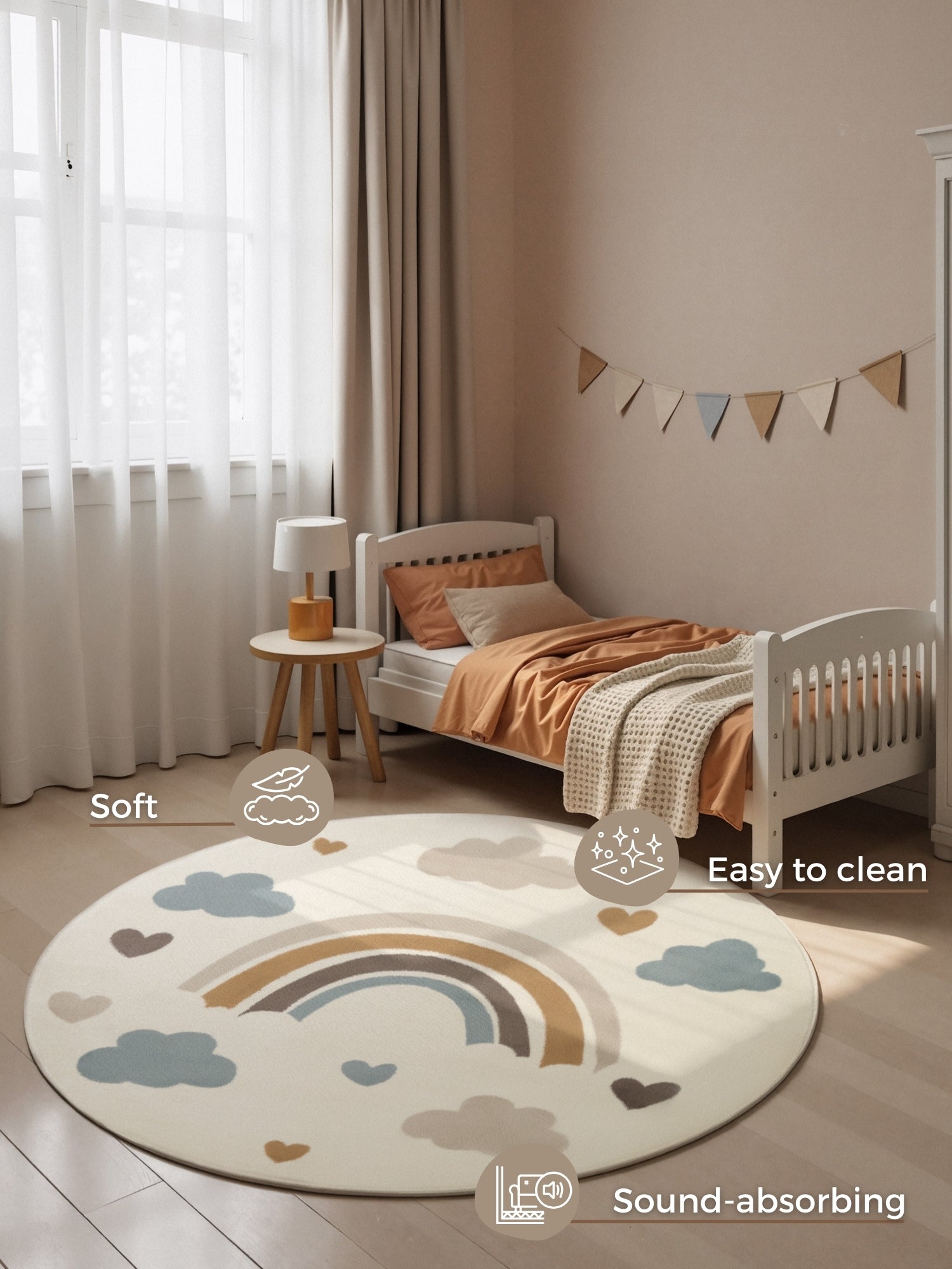 EVENTYR BØRNETÆPPE SKYLA, CREME MULTI