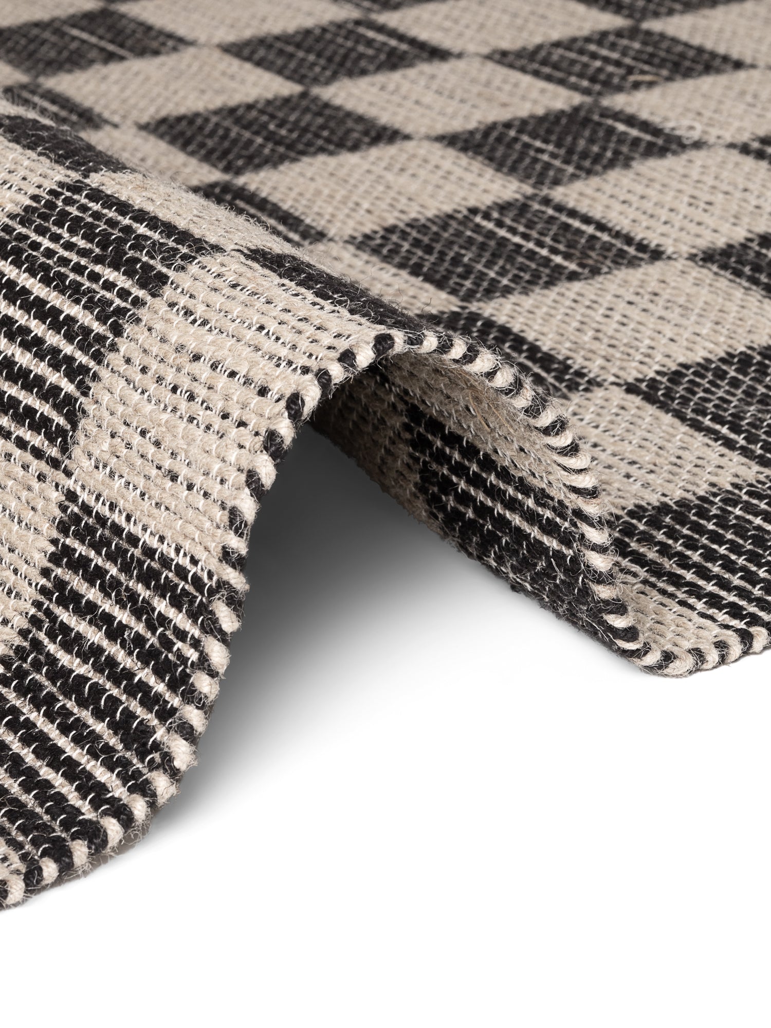 HANDLOOM JUTE TÆPPE REX, NATURLIG HVID-SORT
