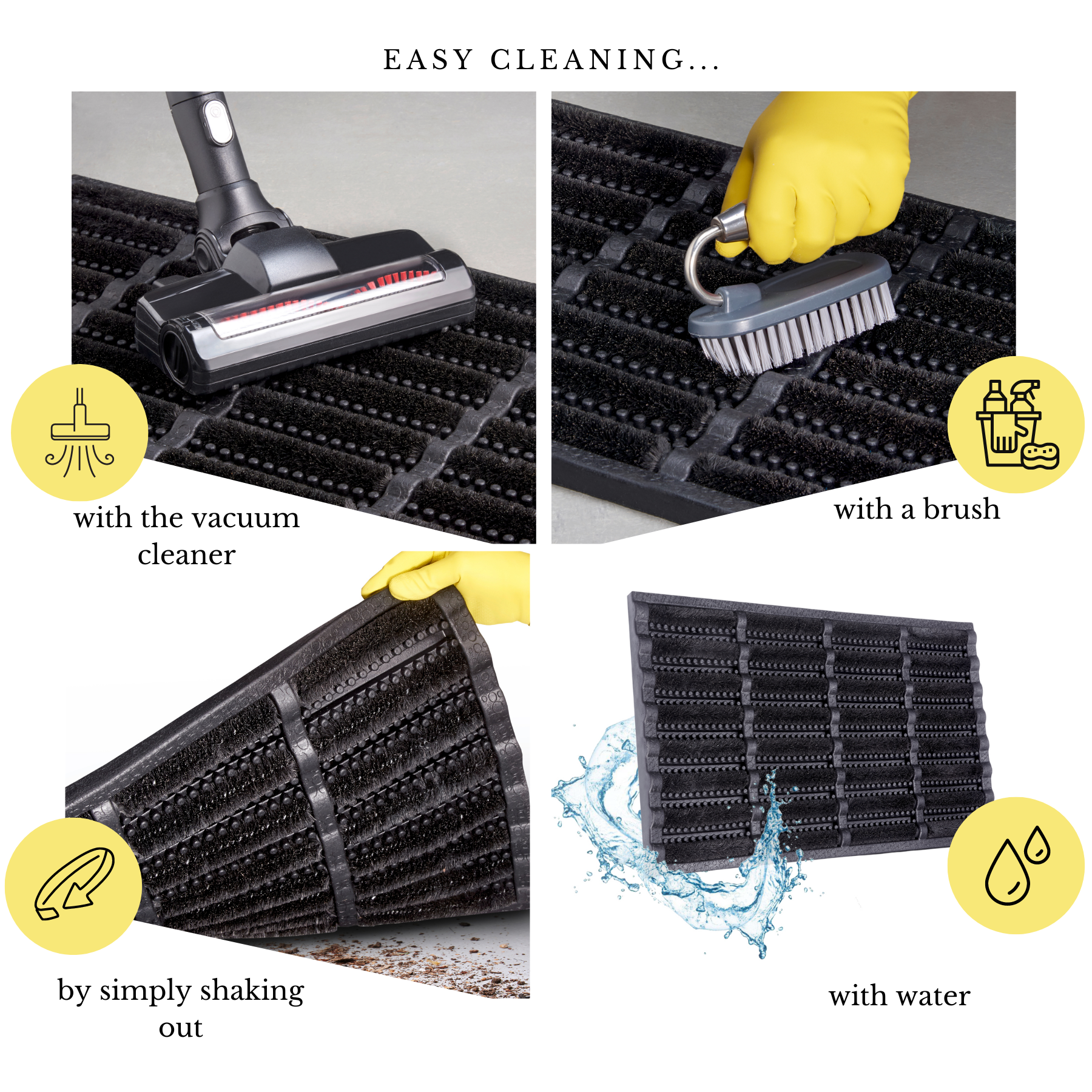 DØRMÅTTE GUMMI-KOKOS, BRUSHES SORT KOKOS