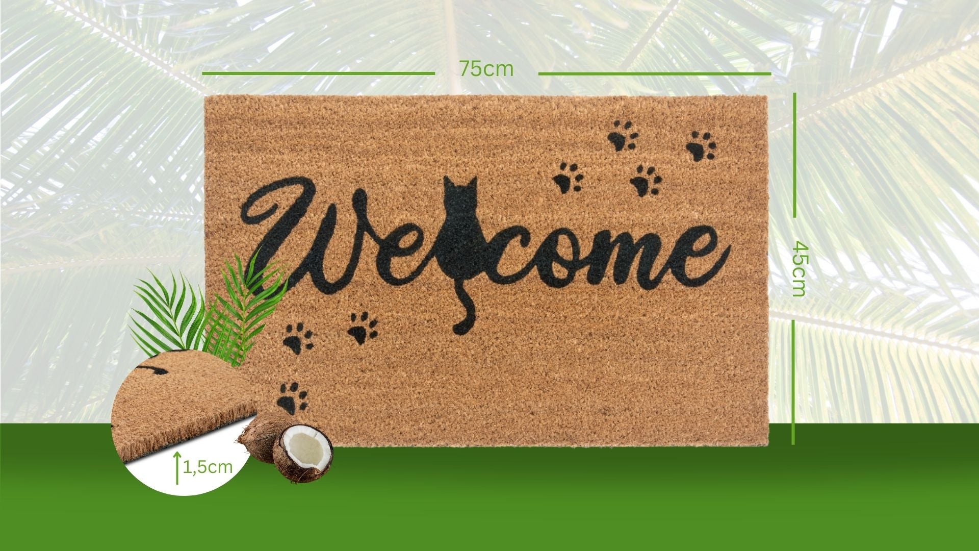 DØRMÅTTE KOKOS - KATTEPOTER WELCOME