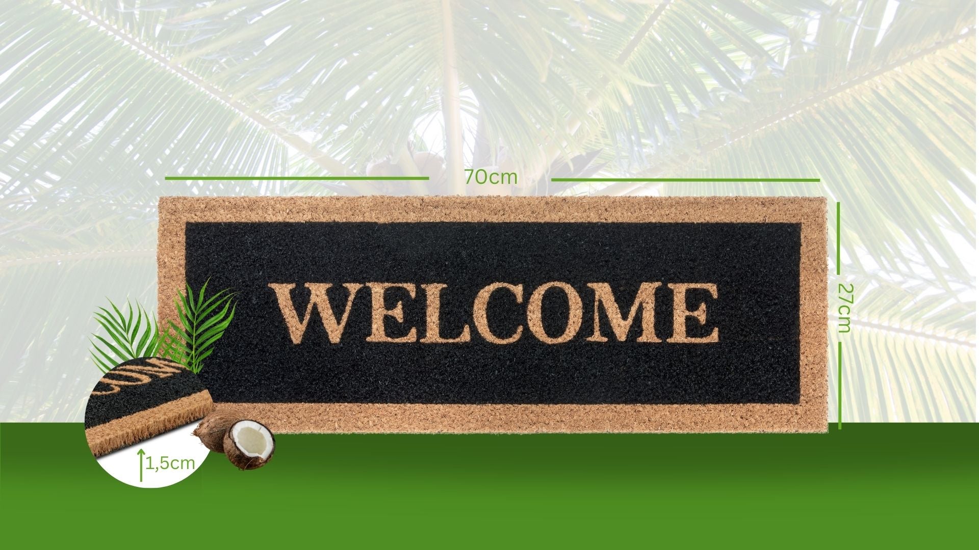 DØRMÅTTE KOKOS - WELCOME SORT AFLANG