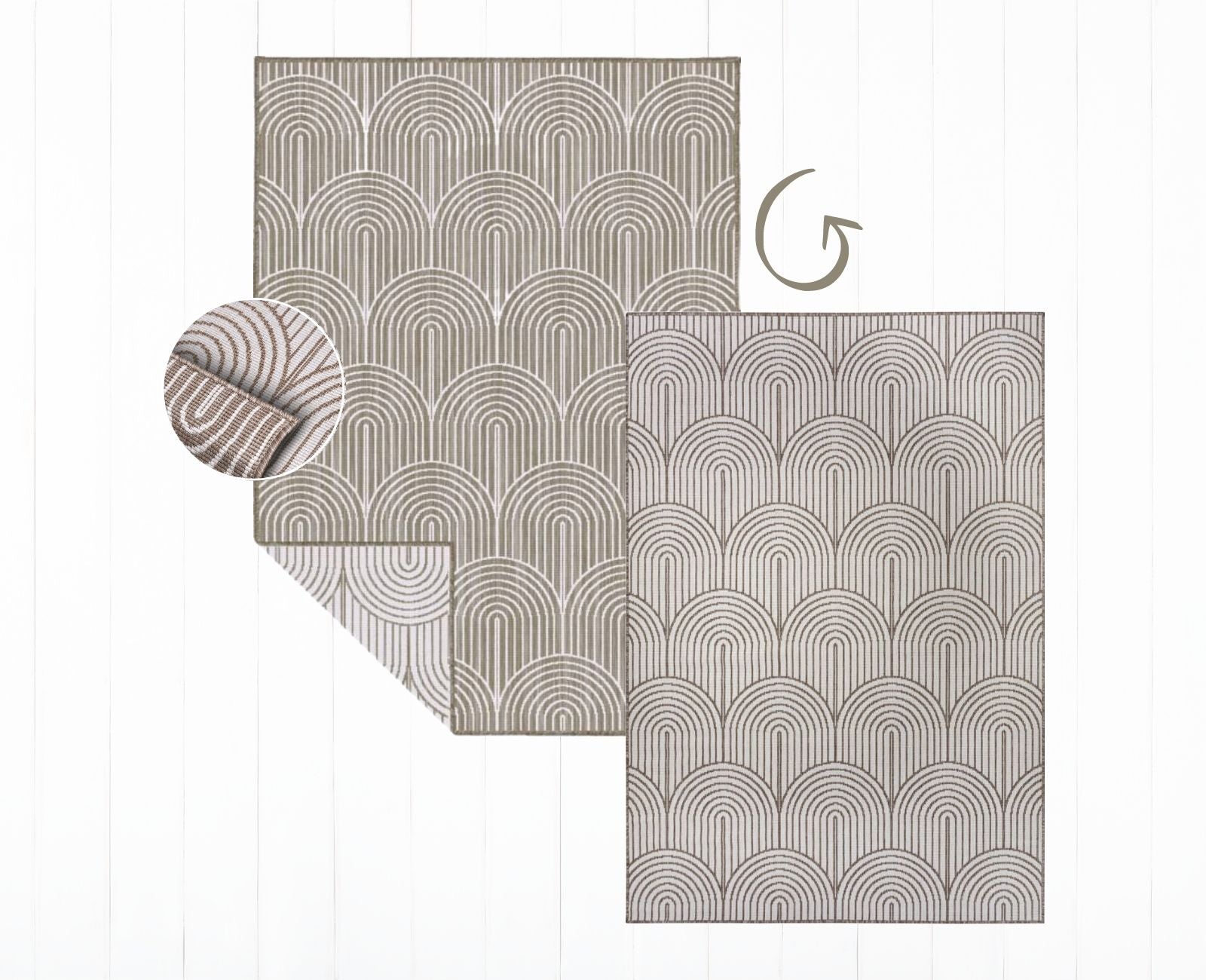 FLADVÆVET VENDBART TÆPPE PANGLI, LINEN 105850