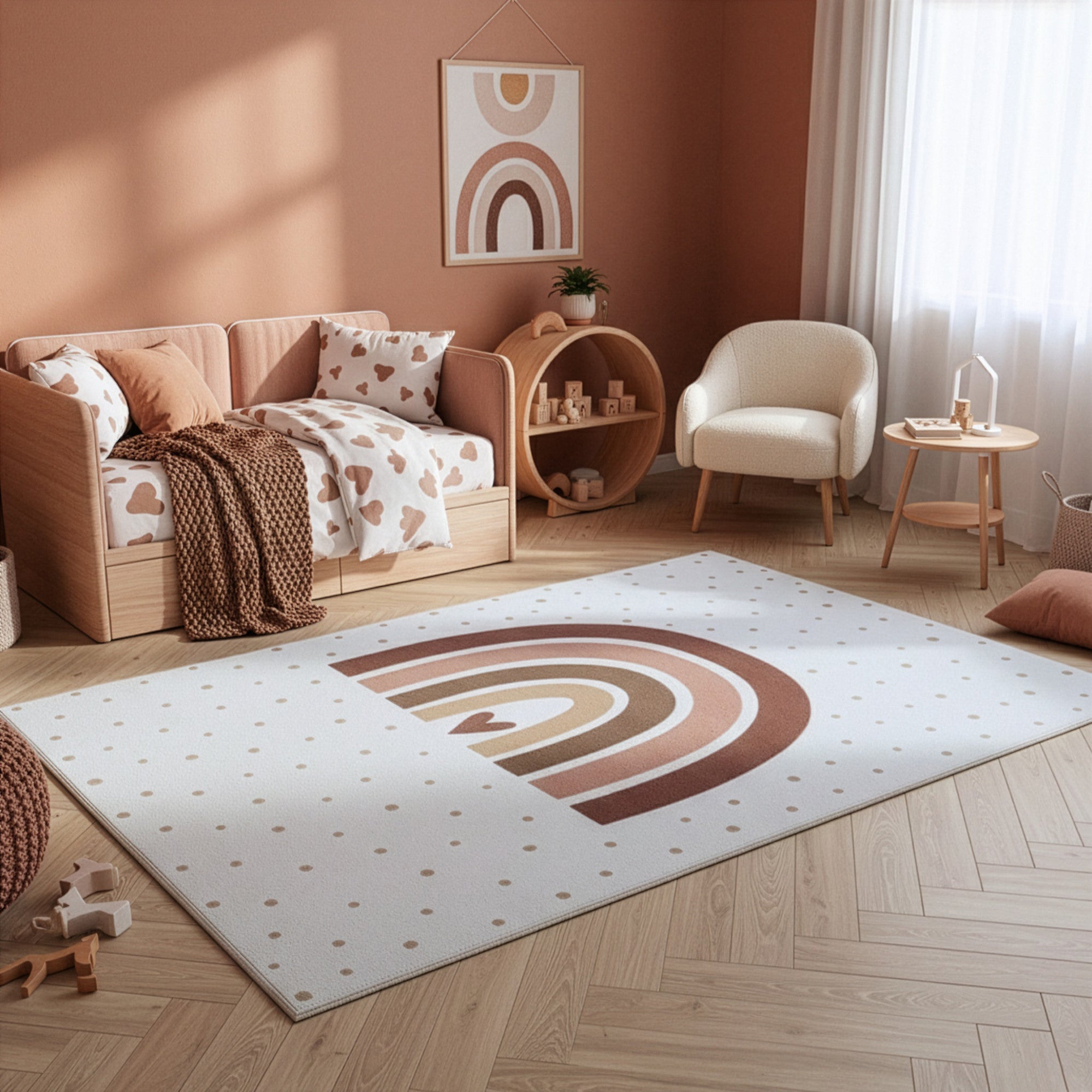SOFT RAINBOW BØRNETÆPPE, 1132 CREME