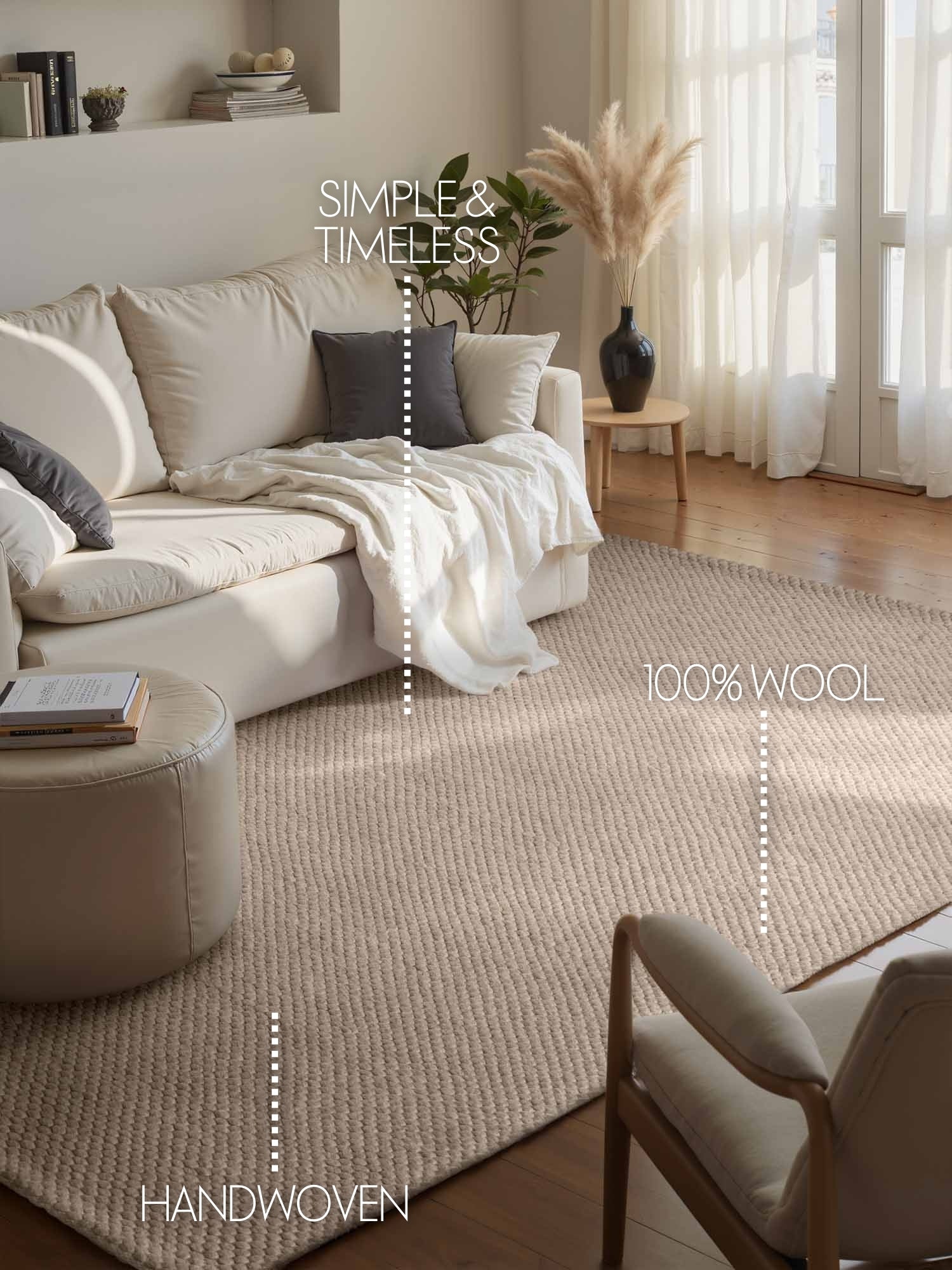 ELLE DECORATION LYON ULDTÆPPE, BEANS NATURLIG BEIGE