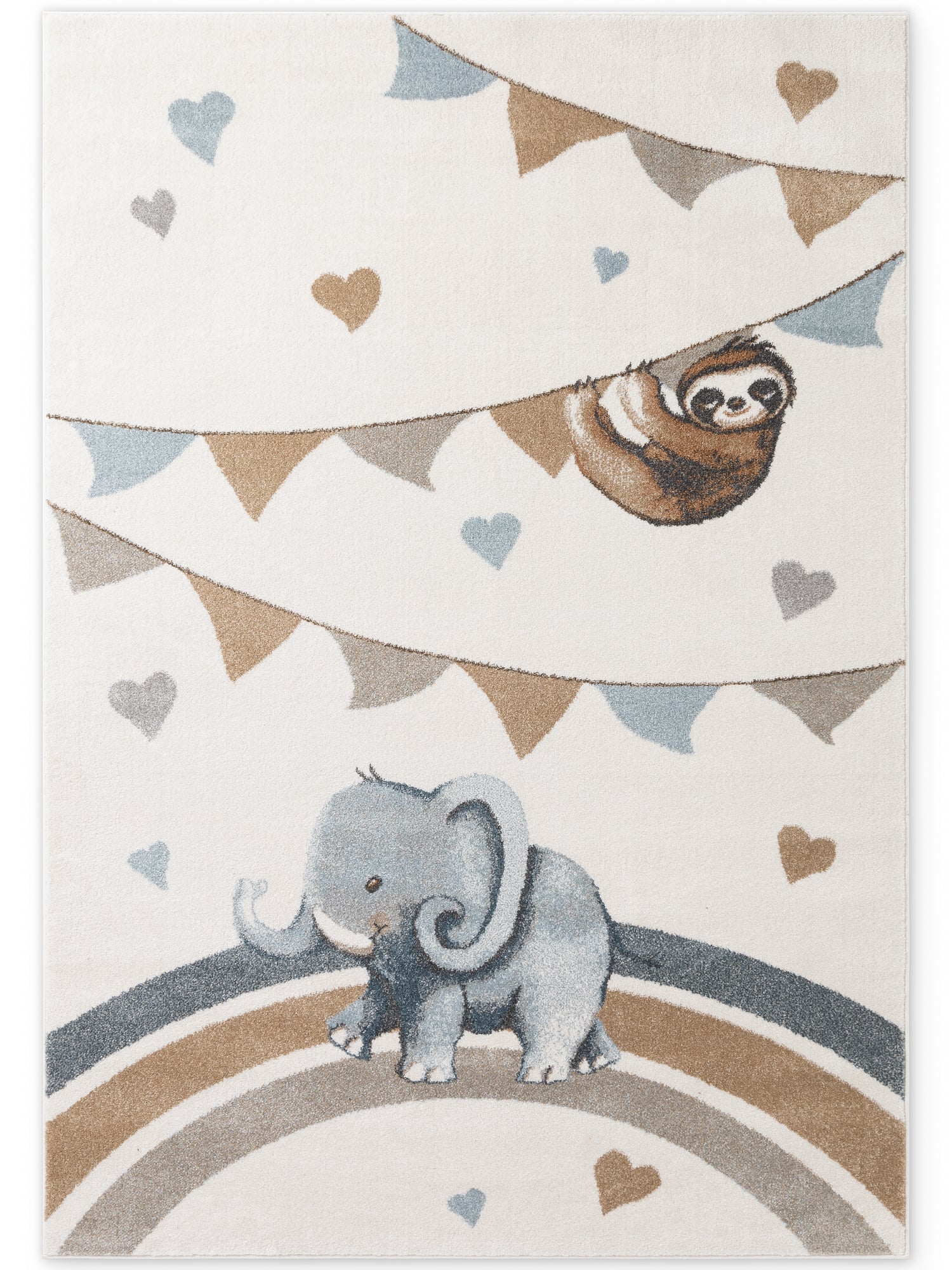 VILLEROY & BOCH BOHO KIDS BØRNETÆPPE - ELEFANT REGNBUE, CREME MULTI 106305