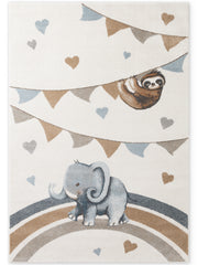 VILLEROY & BOCH BOHO KIDS BØRNETÆPPE - ELEFANT REGNBUE, CREME MULTI 106305