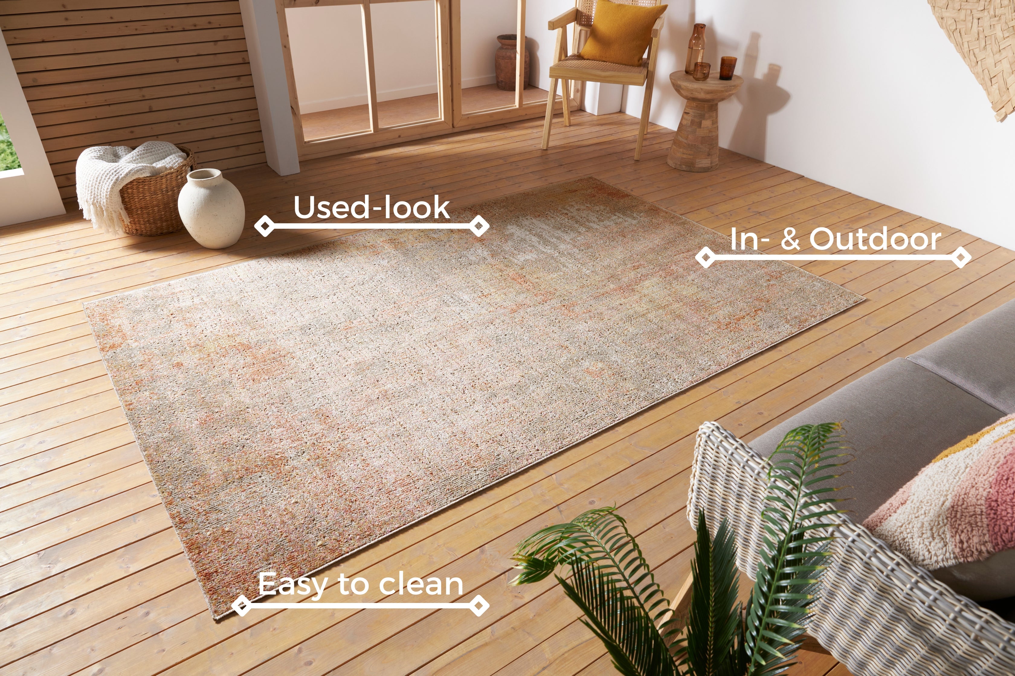HANSE HOME CAIRO TÆPPE, CREME-RØD 105585