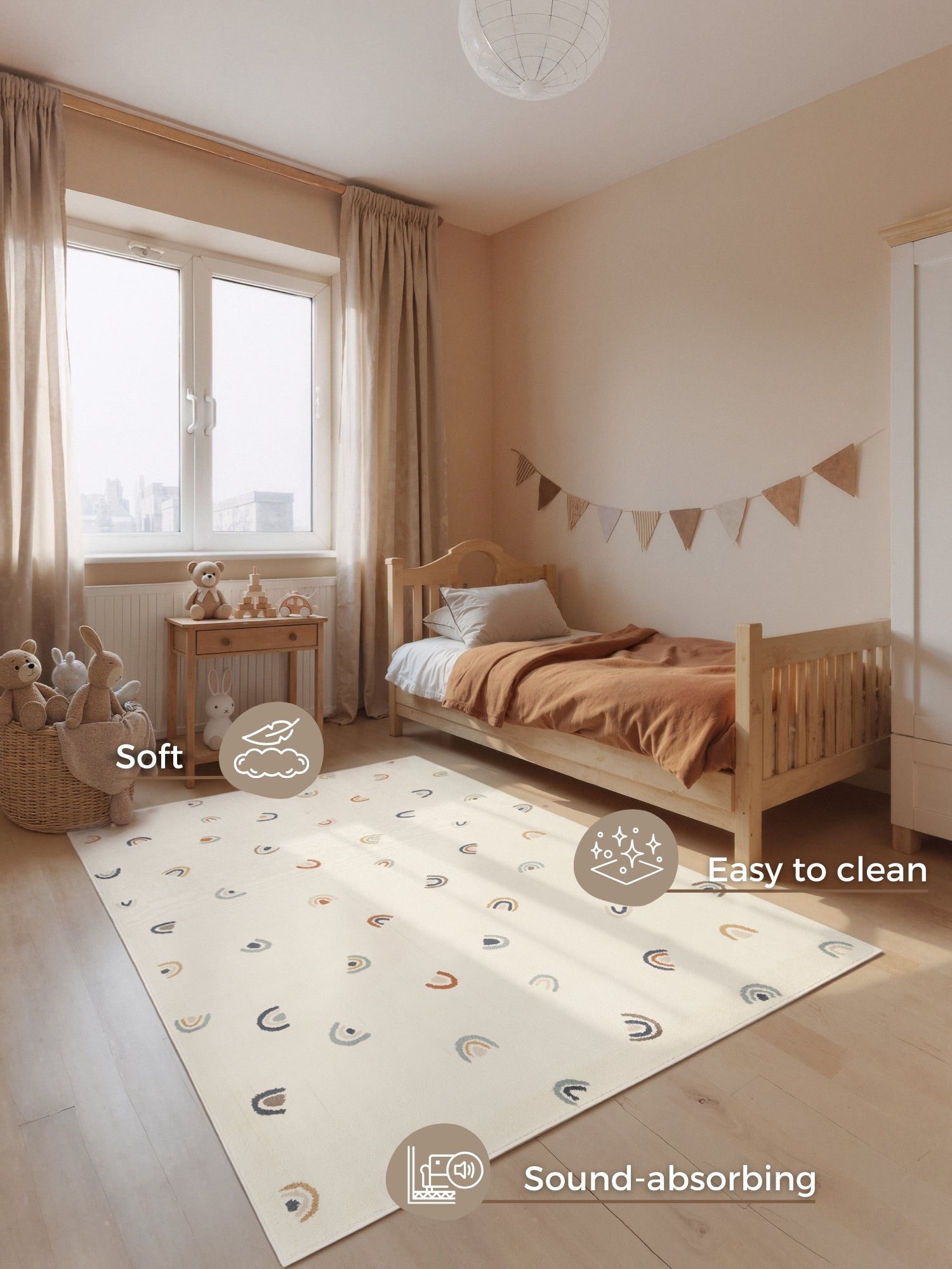 EVENTYR BØRNETÆPPE RAVI, CREME MULTI
