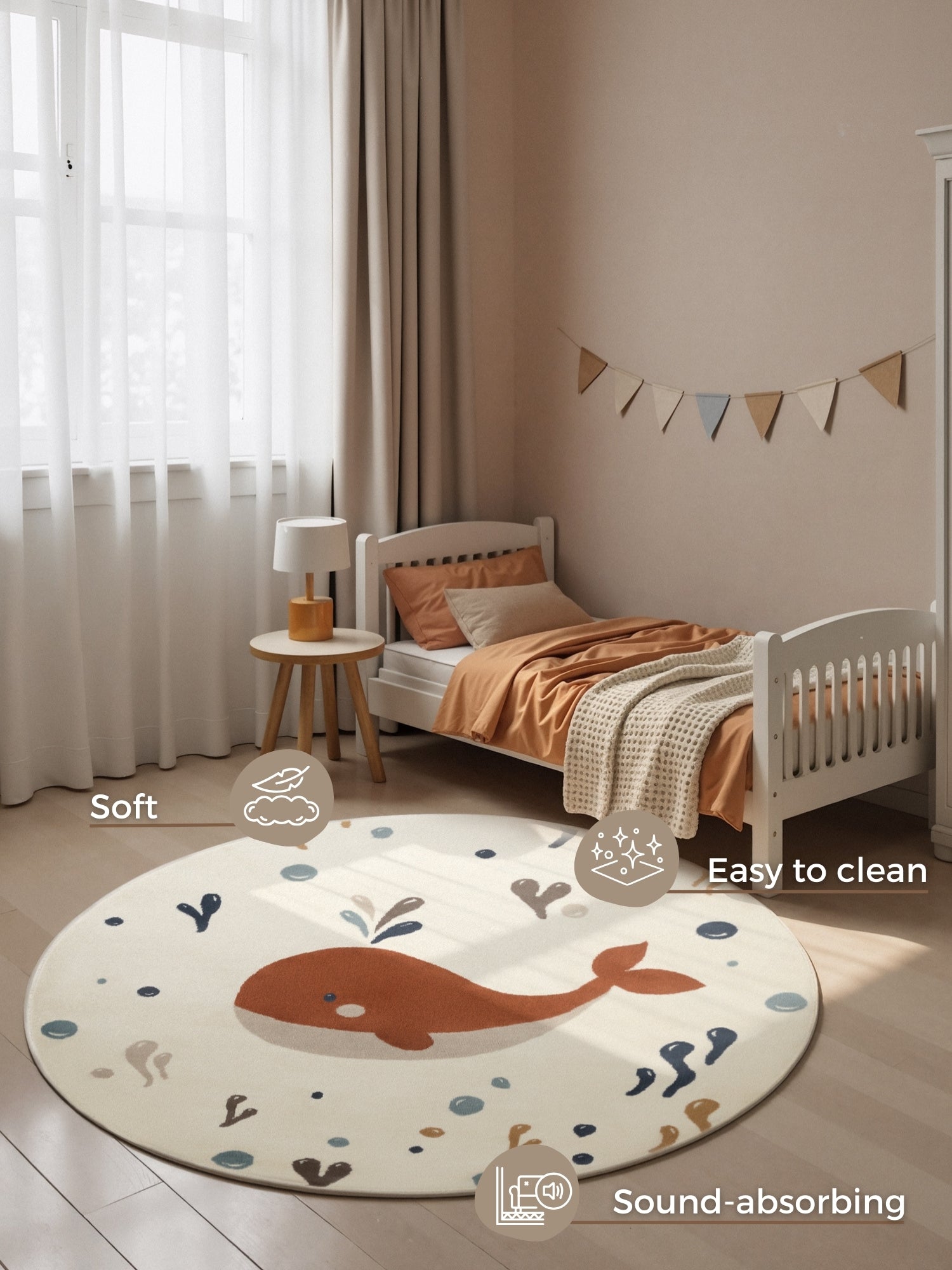 EVENTYR BØRNETÆPPE MOBY, CREME MULTI