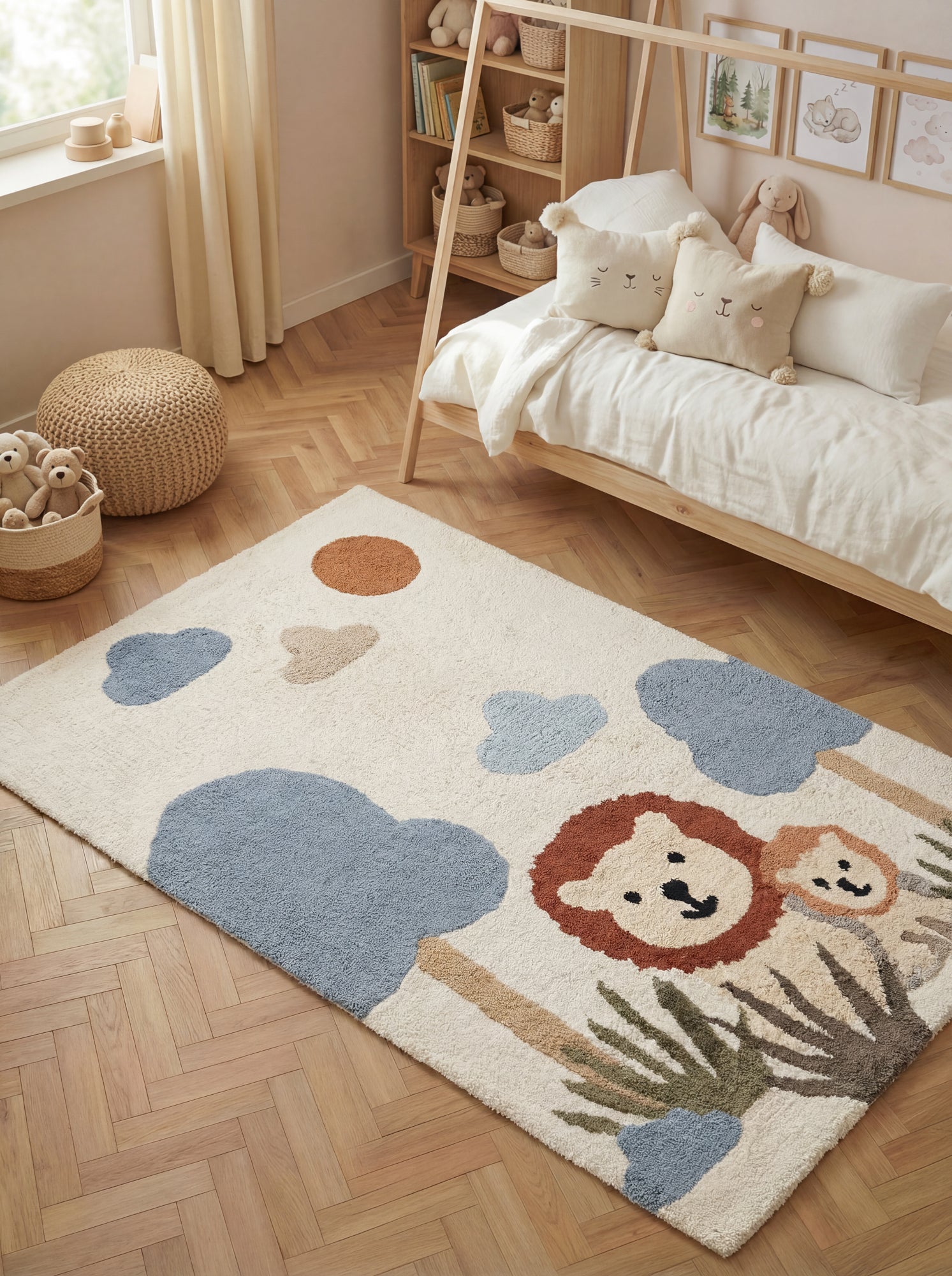 SNUGGLE BØRNETÆPPE, LIONEL CREME MULTI