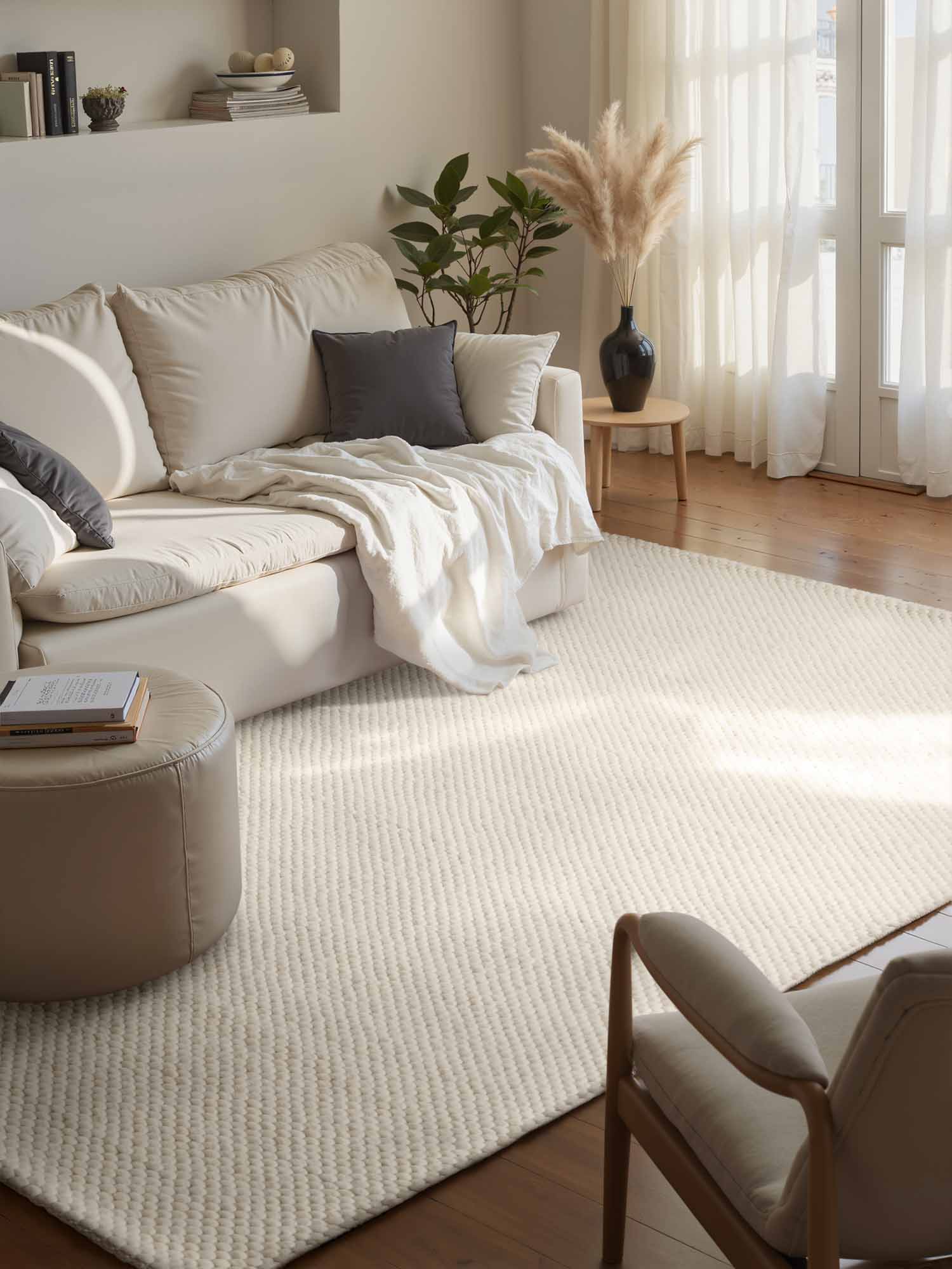 ELLE DECORATION LYON ULDTÆPPE, BEANS NATURLIG CREME