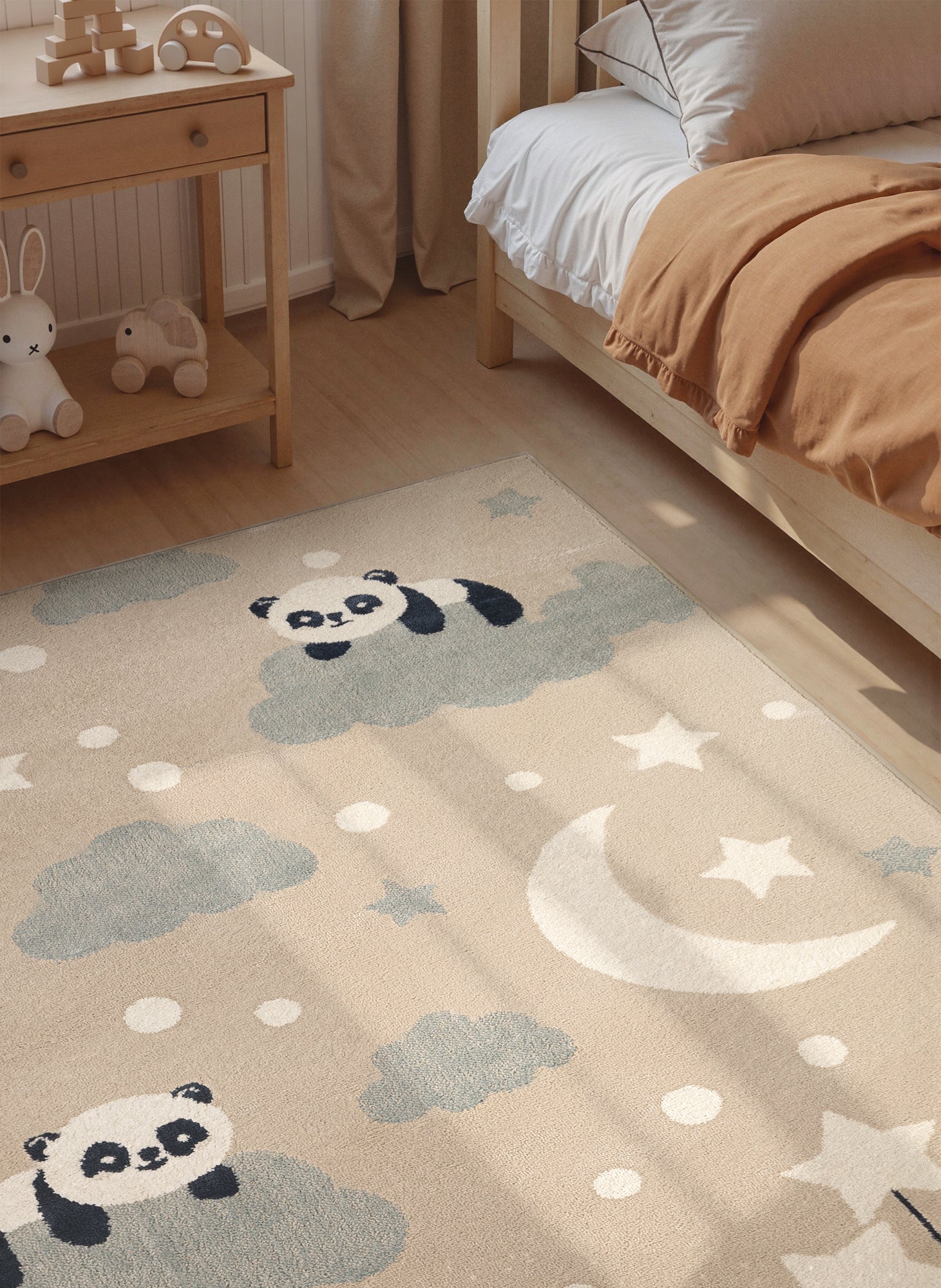 EVENTYR BØRNETÆPPE DREAMY PANDA, BEIGE MULTI