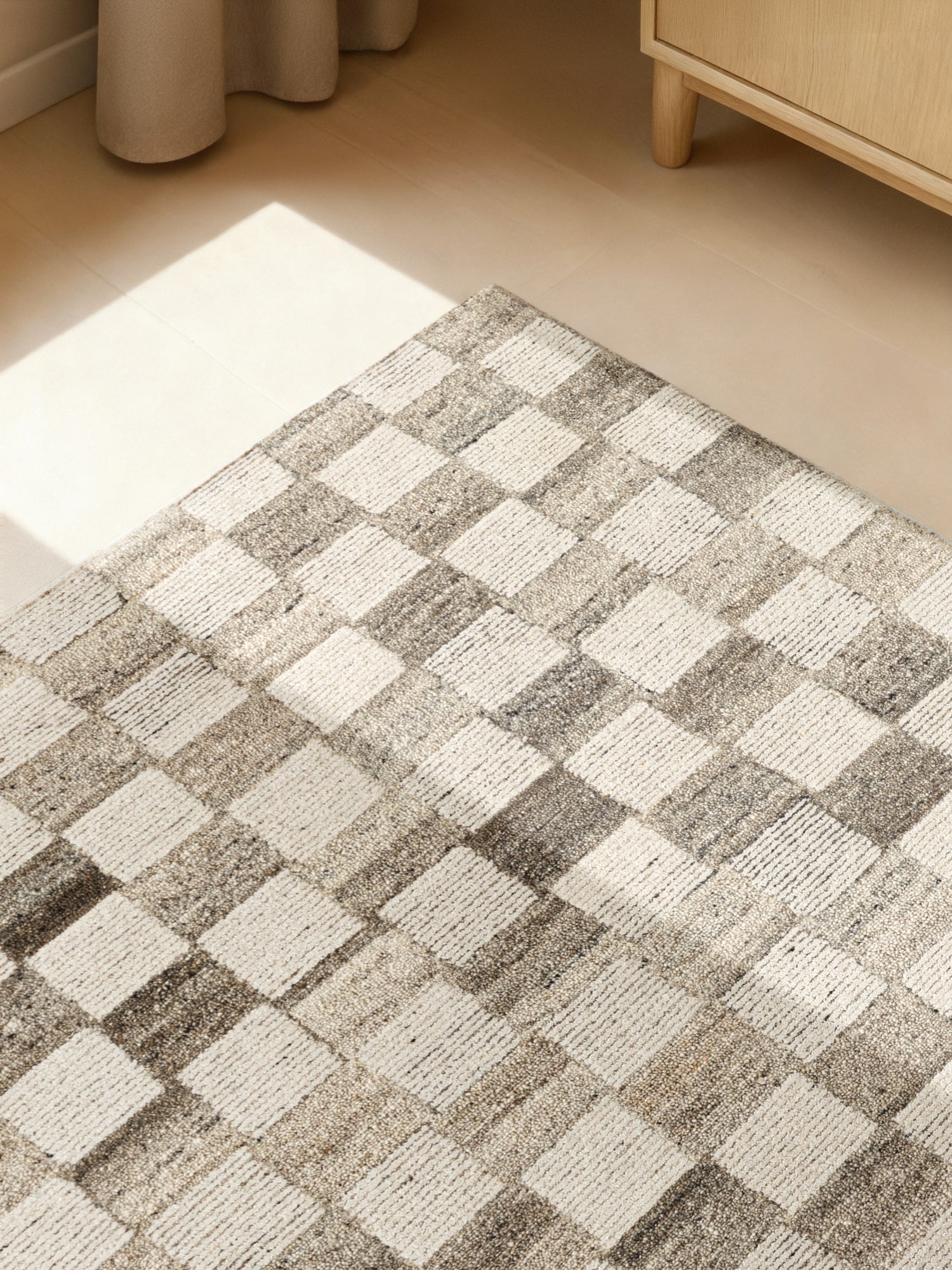 VIKOSA BOHO 1.0 ULDTÆPPE QUADRA, NATURLIG CREME BRUN