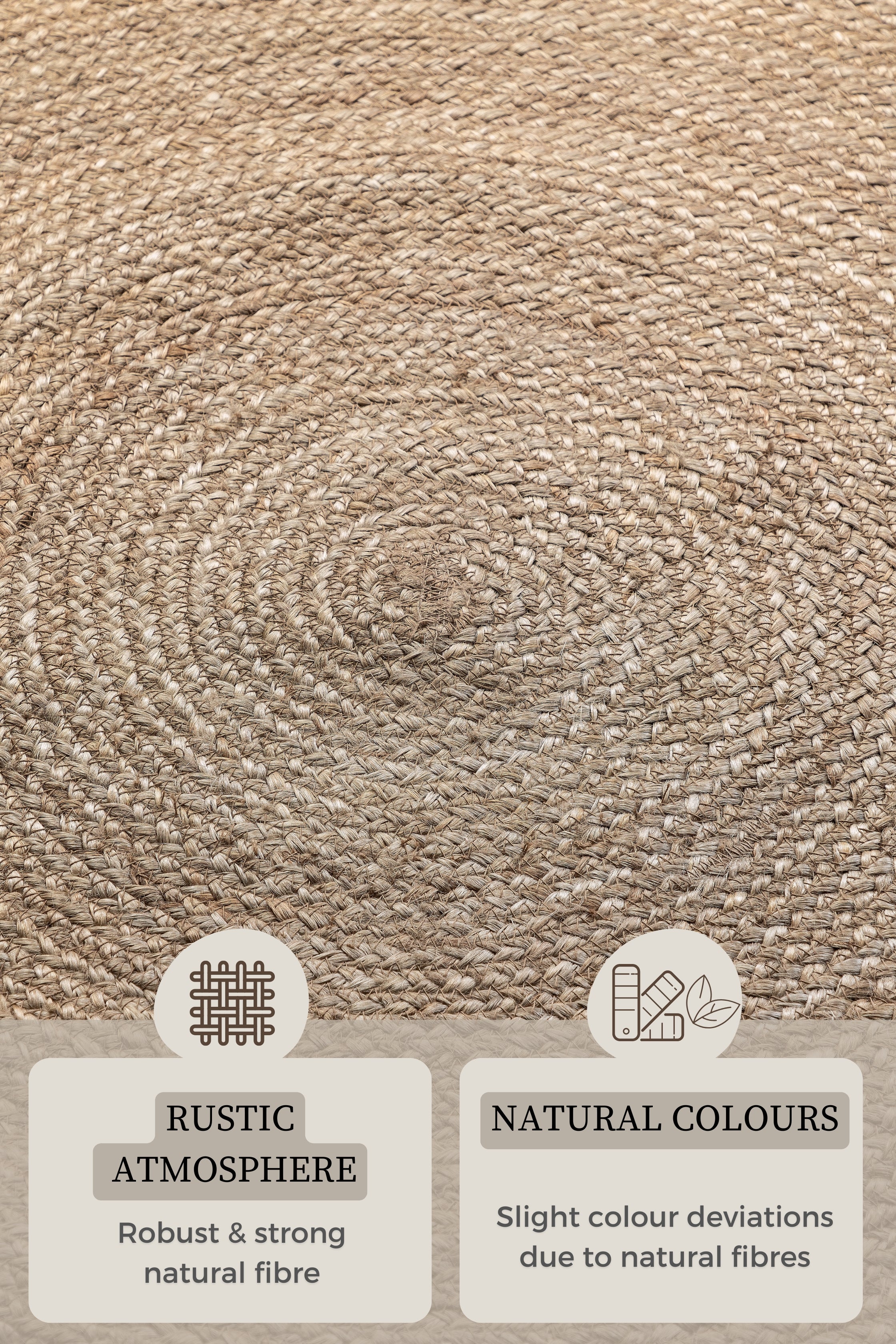 JUTE  FLETTET TÆPPE, NATURAL GRÅ-BRUN 106006