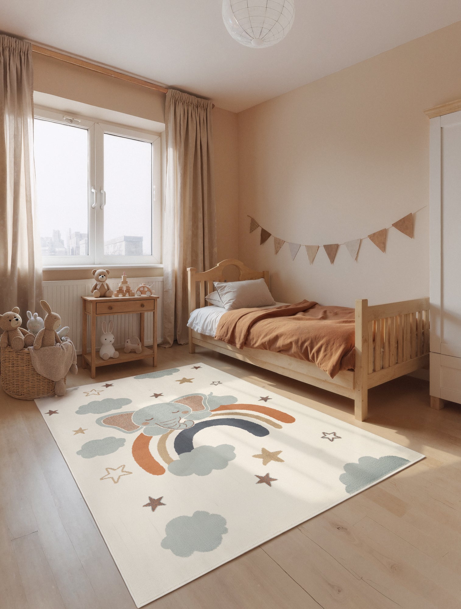 EVENTYR BØRNETÆPPE DREAMY JUMBO, CREME MULTI