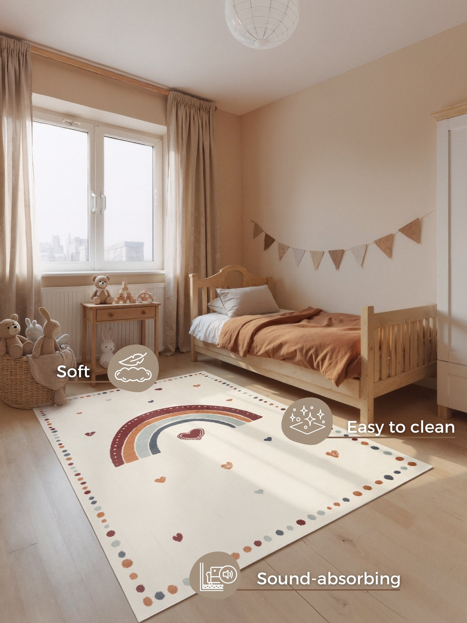 EVENTYR BØRNETÆPPE LUVY, CREME MULTI