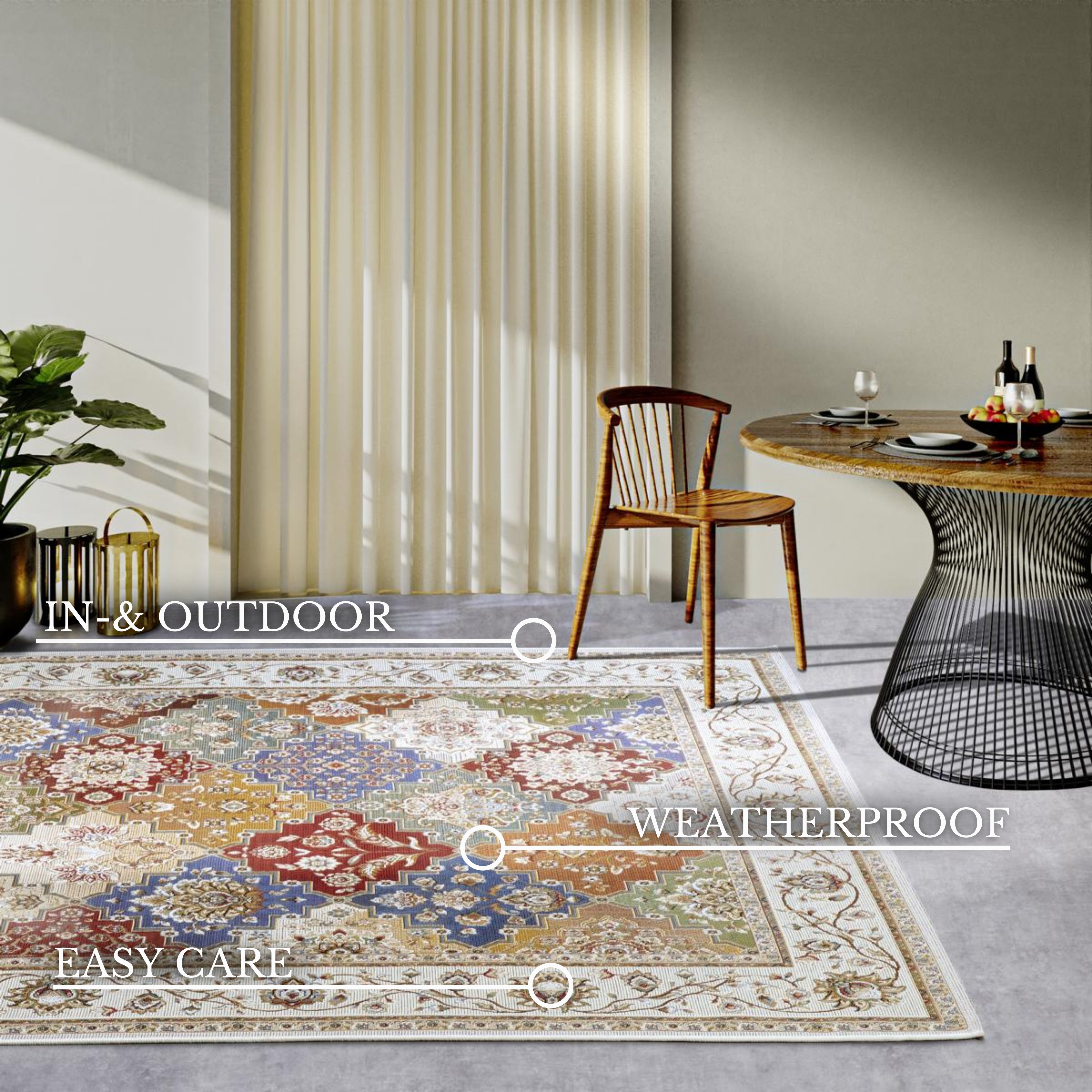 VILLEROY & BOCH 106056 - INDENDØRS OG UDENDØRS TÆPPE, PIERRE CREME-MULTI