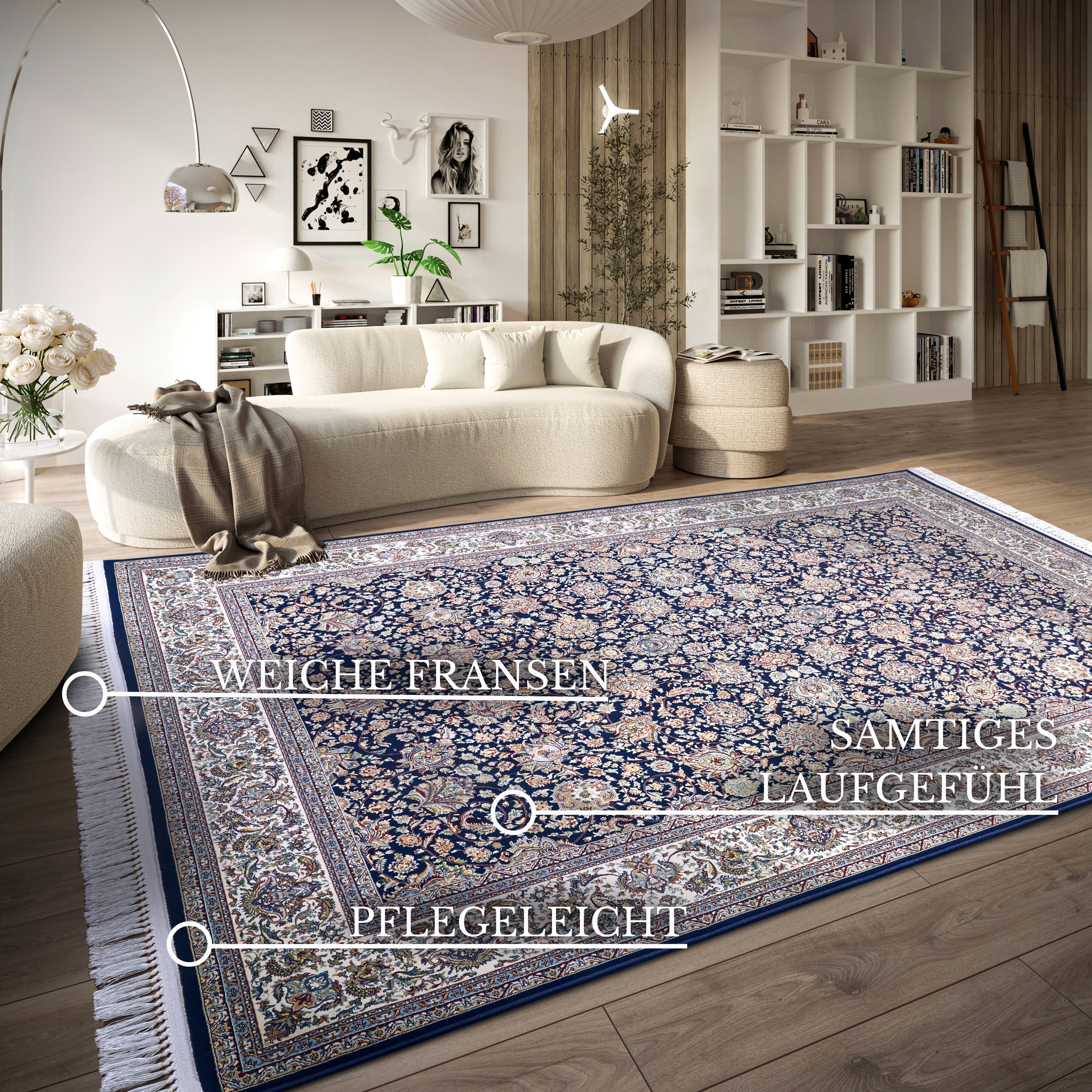 VILLEROY & BOCH 106130 ORIENTALSK TÆPPE ALFRED, BLÅ-CREME