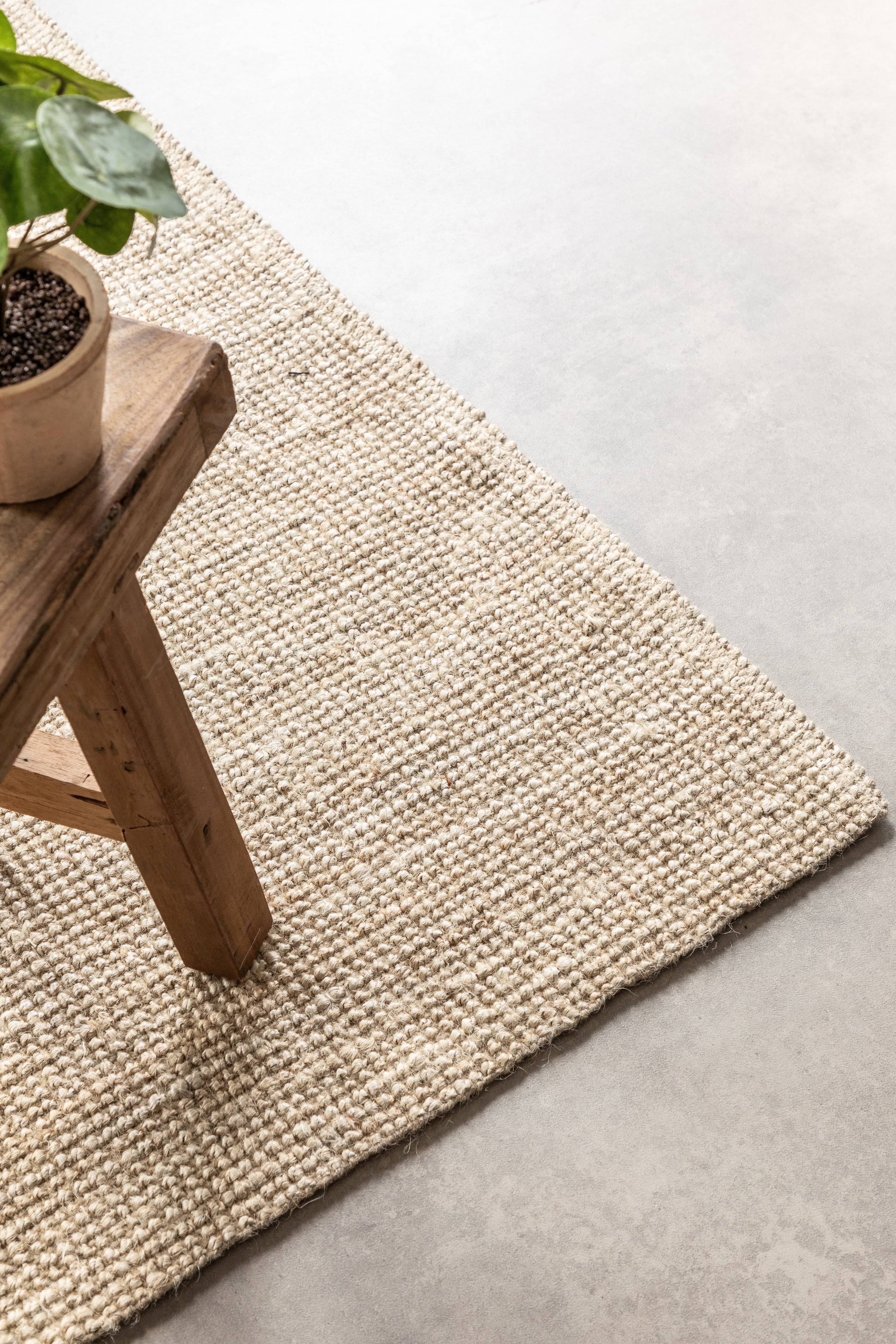 BOUCLE JUTE TÆPPE, ELFENBEN HVID - 105973