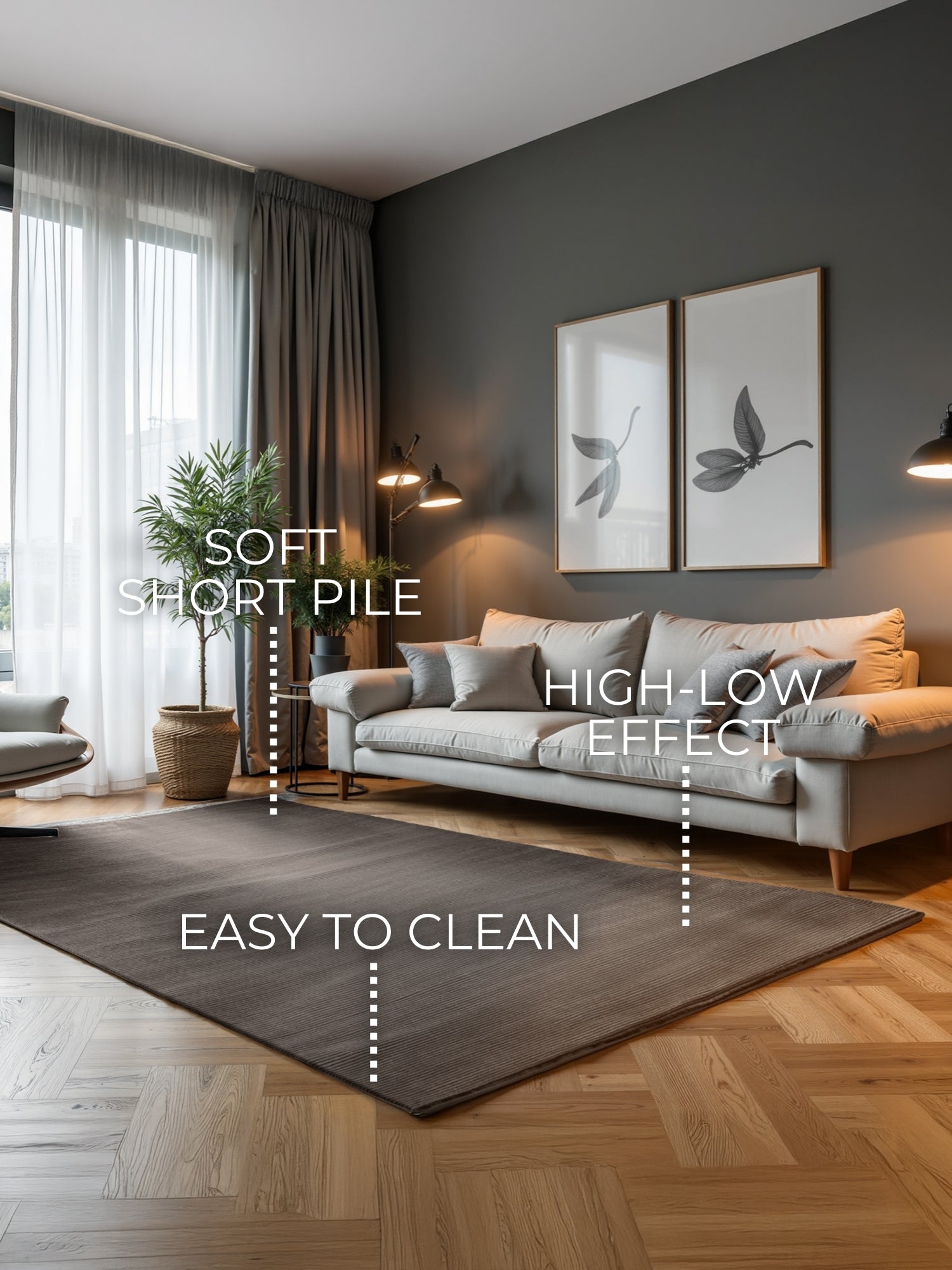 PEARLES MODERNE TÆPPE, CREME-ANTRACIT 106187