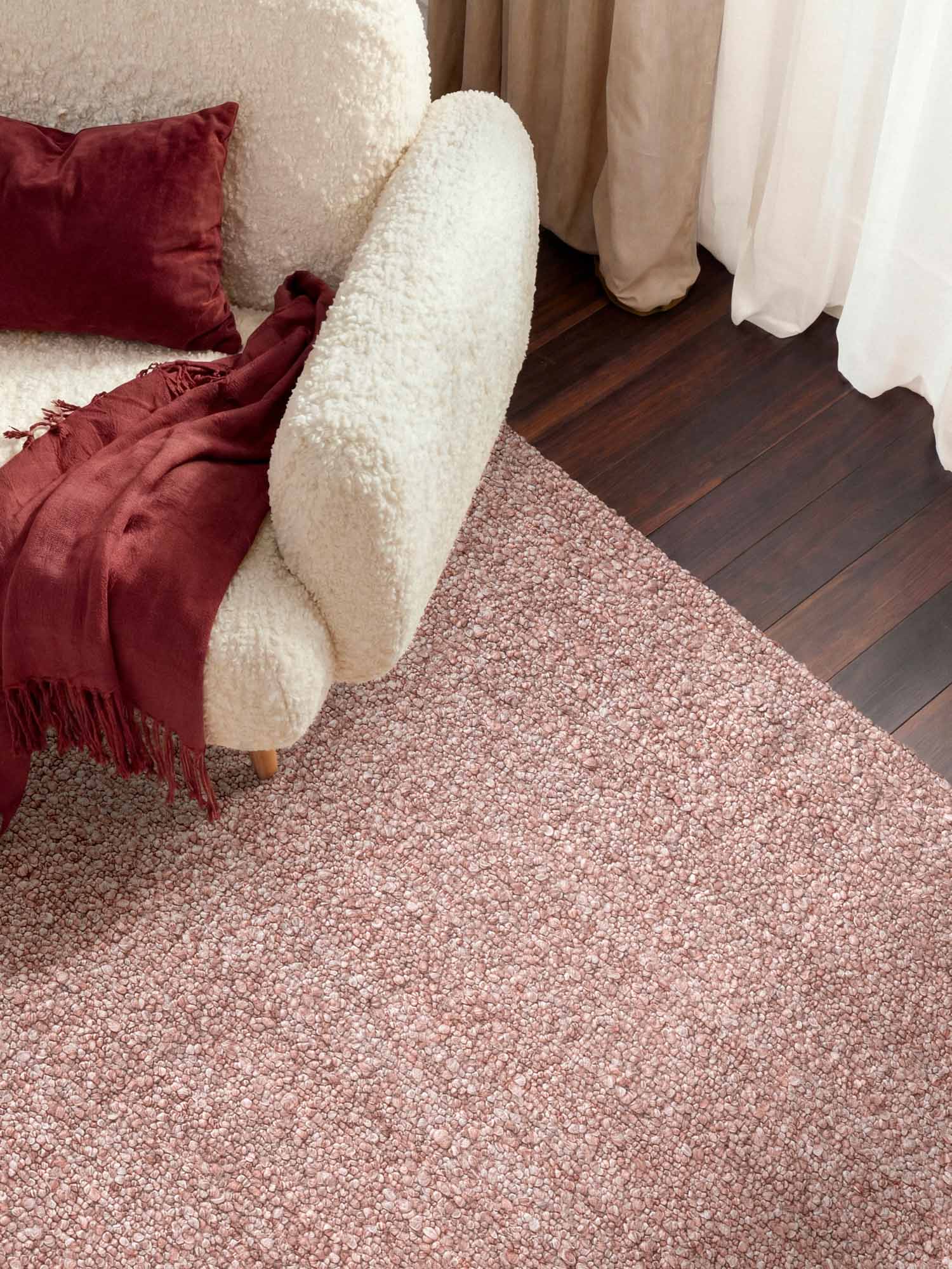 TED BAKER NOTTING HILL SOFT BOUCLE KORTLUVET TÆPPE, PORTOBELLO RUST ROSA