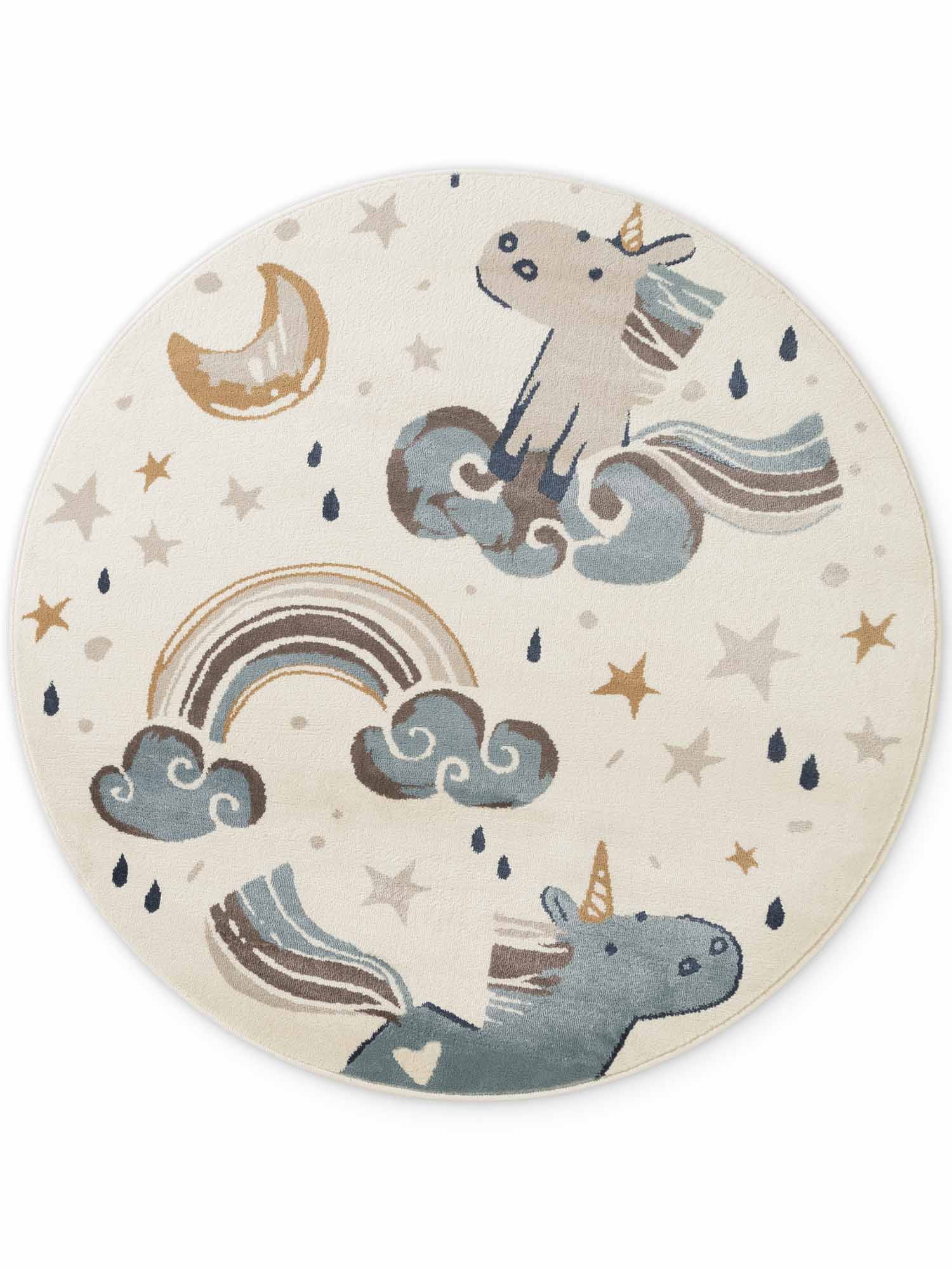 EVENTYR BØRNETÆPPE EINHORN, CREME MULTI