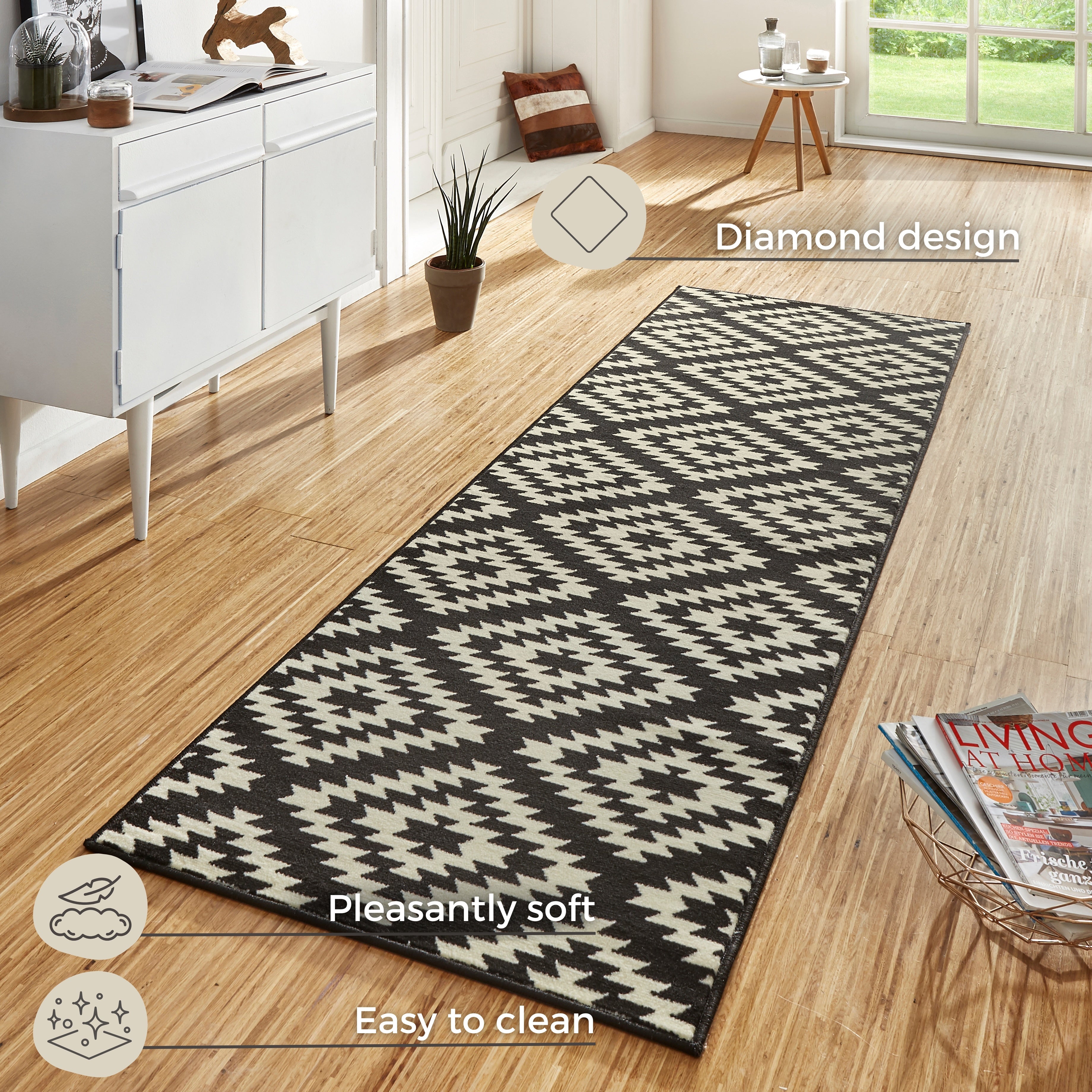 BASIC VELOURS NORDIC TÆPPELØBER, SORT 102824