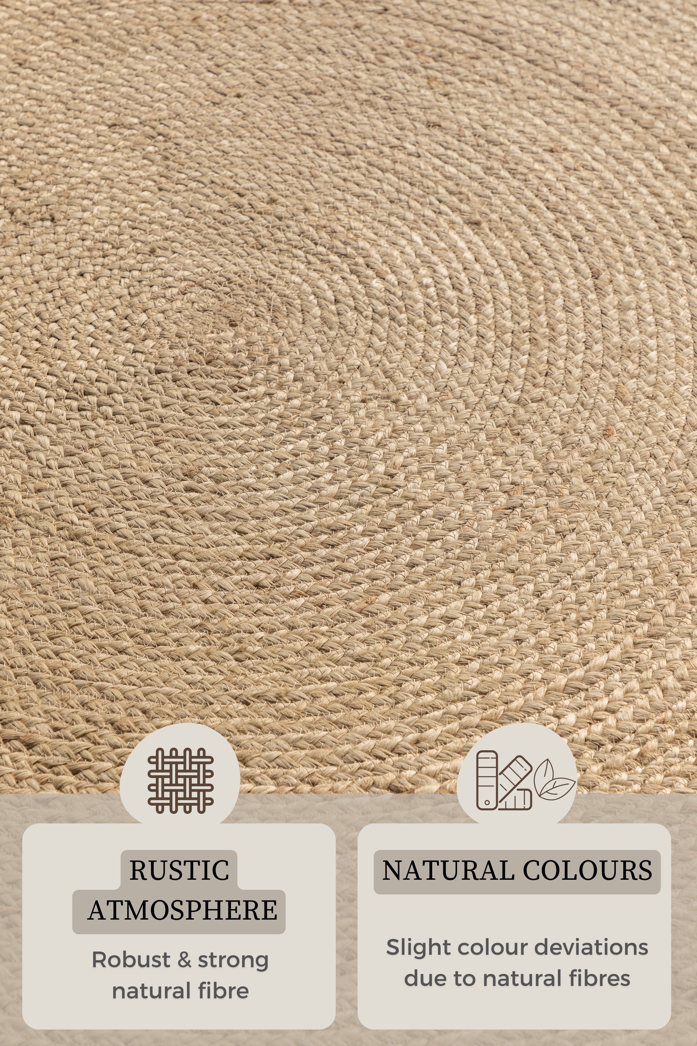 JUTE FLETTET TÆPPE, NATURAL IVORY 106007