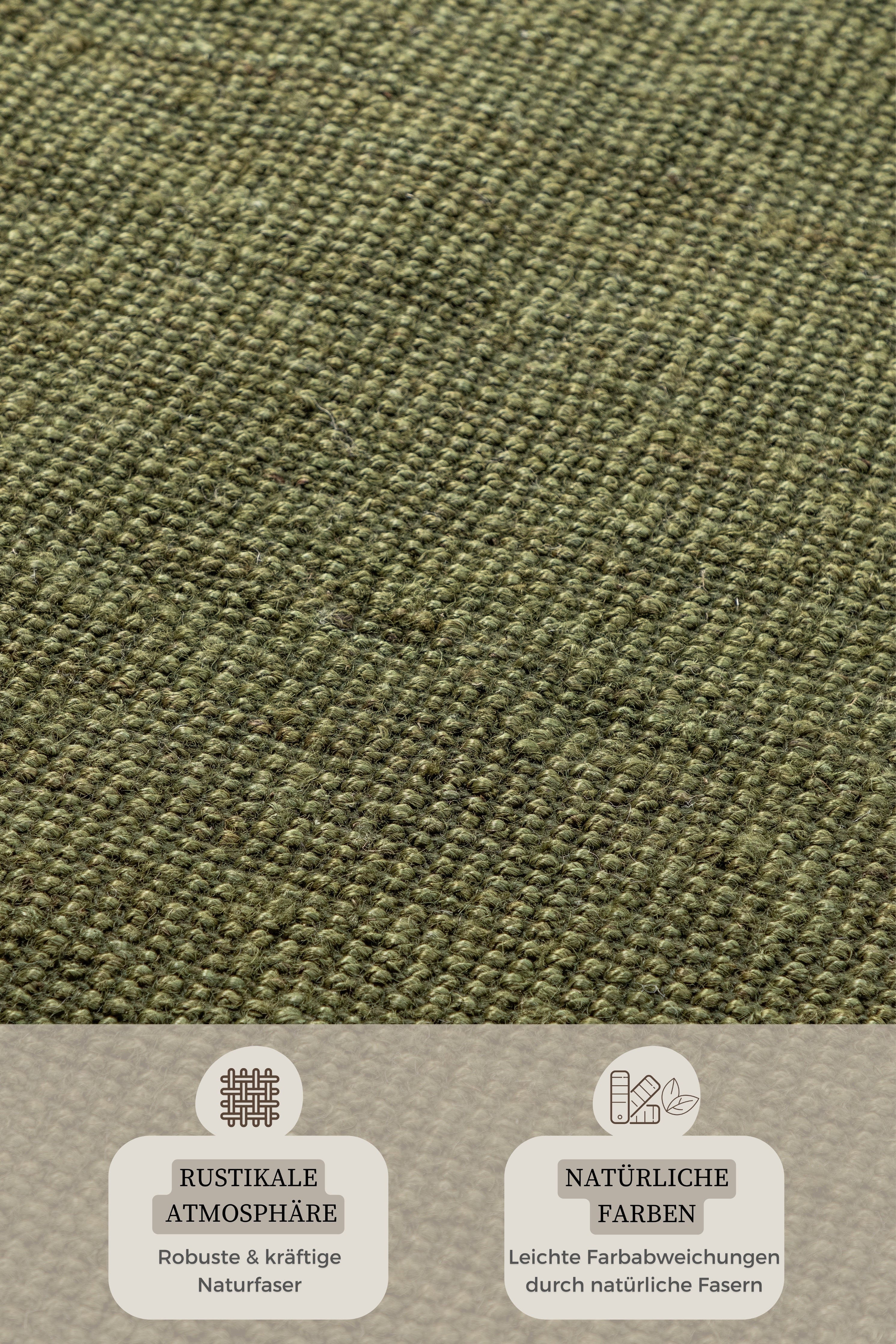 BOUCLE JUTE TÆPPE, JUNGLE GRØN - 105977
