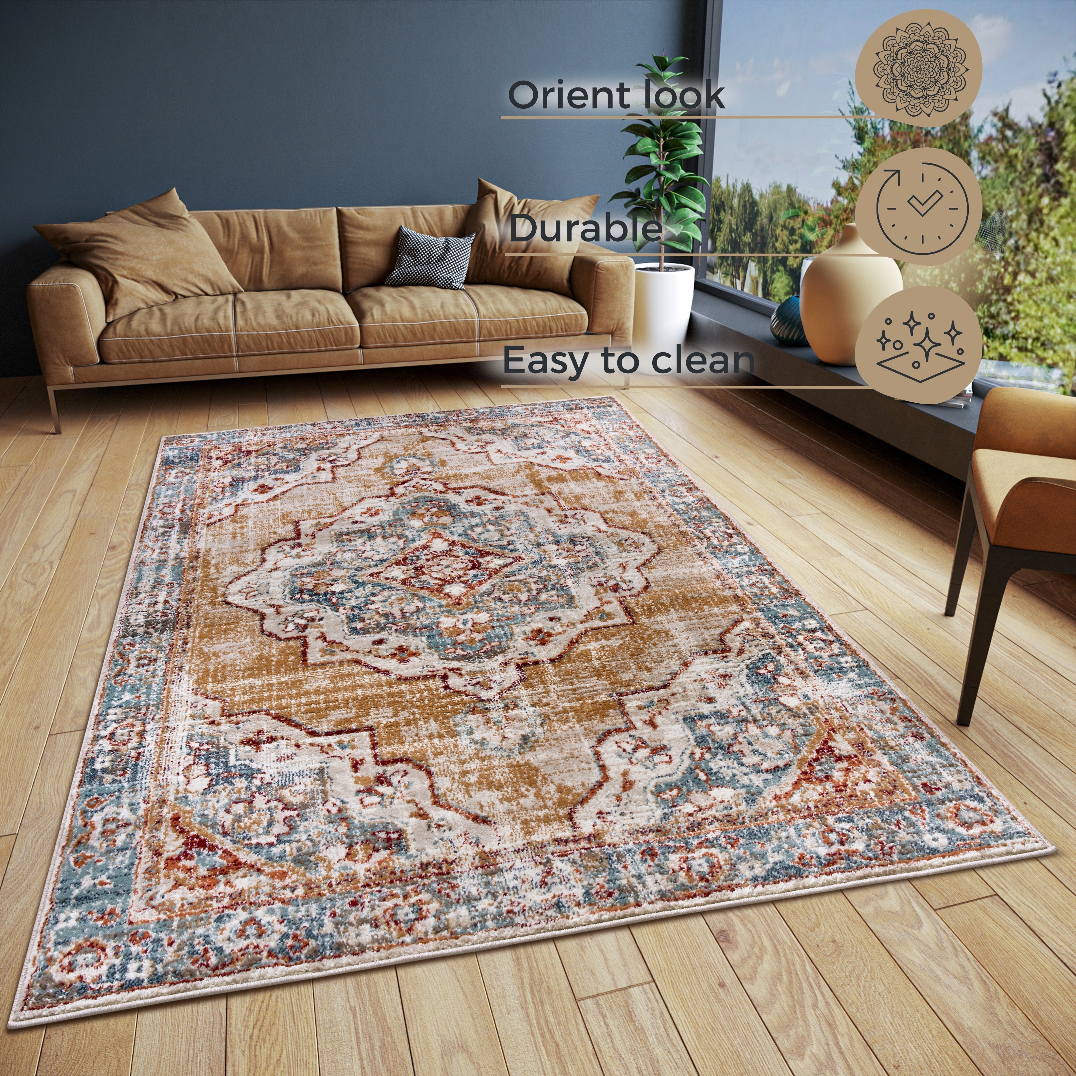 LUXOR TÆPPE BEIGE-BLÅ 105645