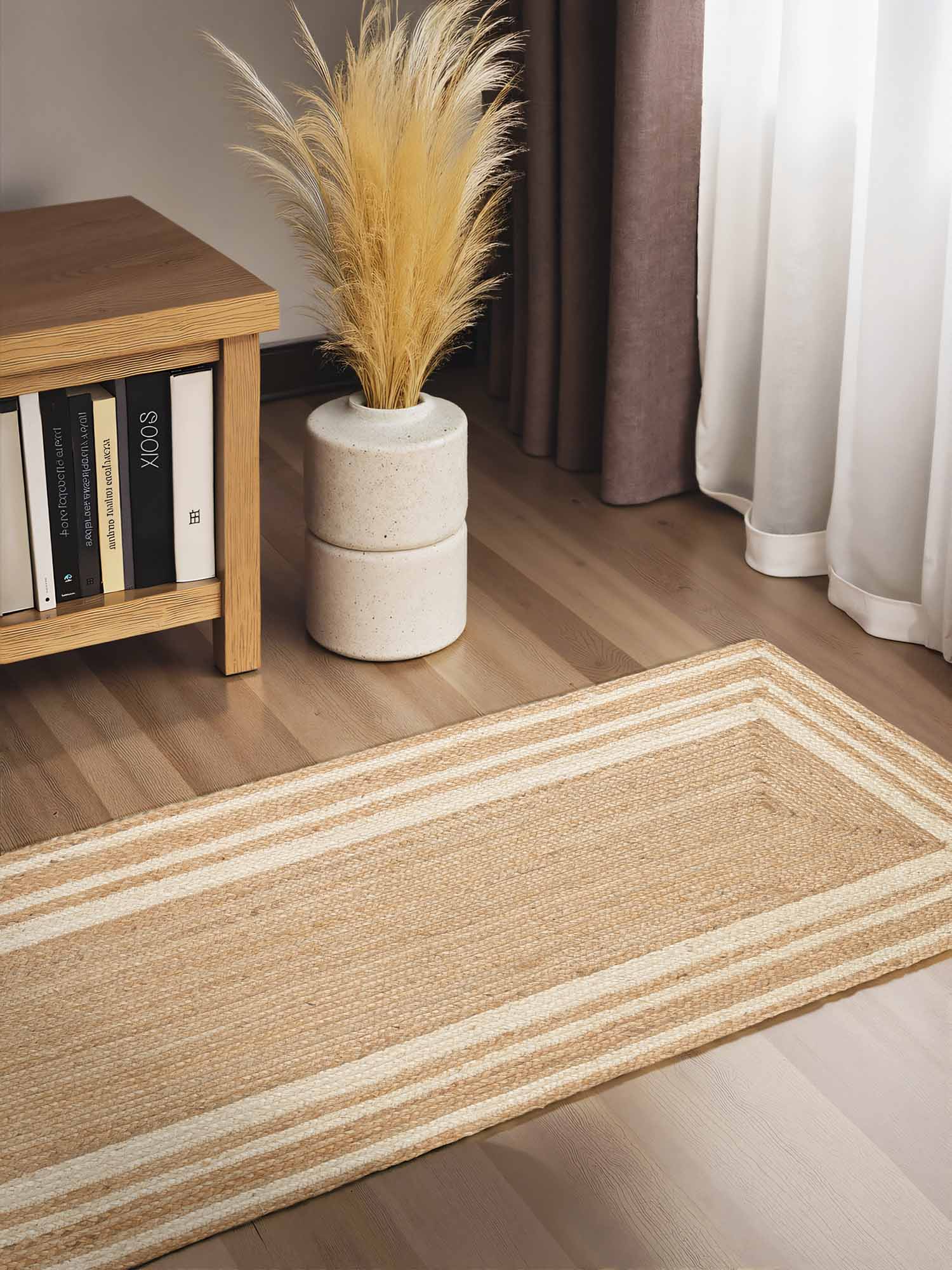 JUTZA JUTE TÆPPE, NATURLIG GYLDEN-ELFENBEN