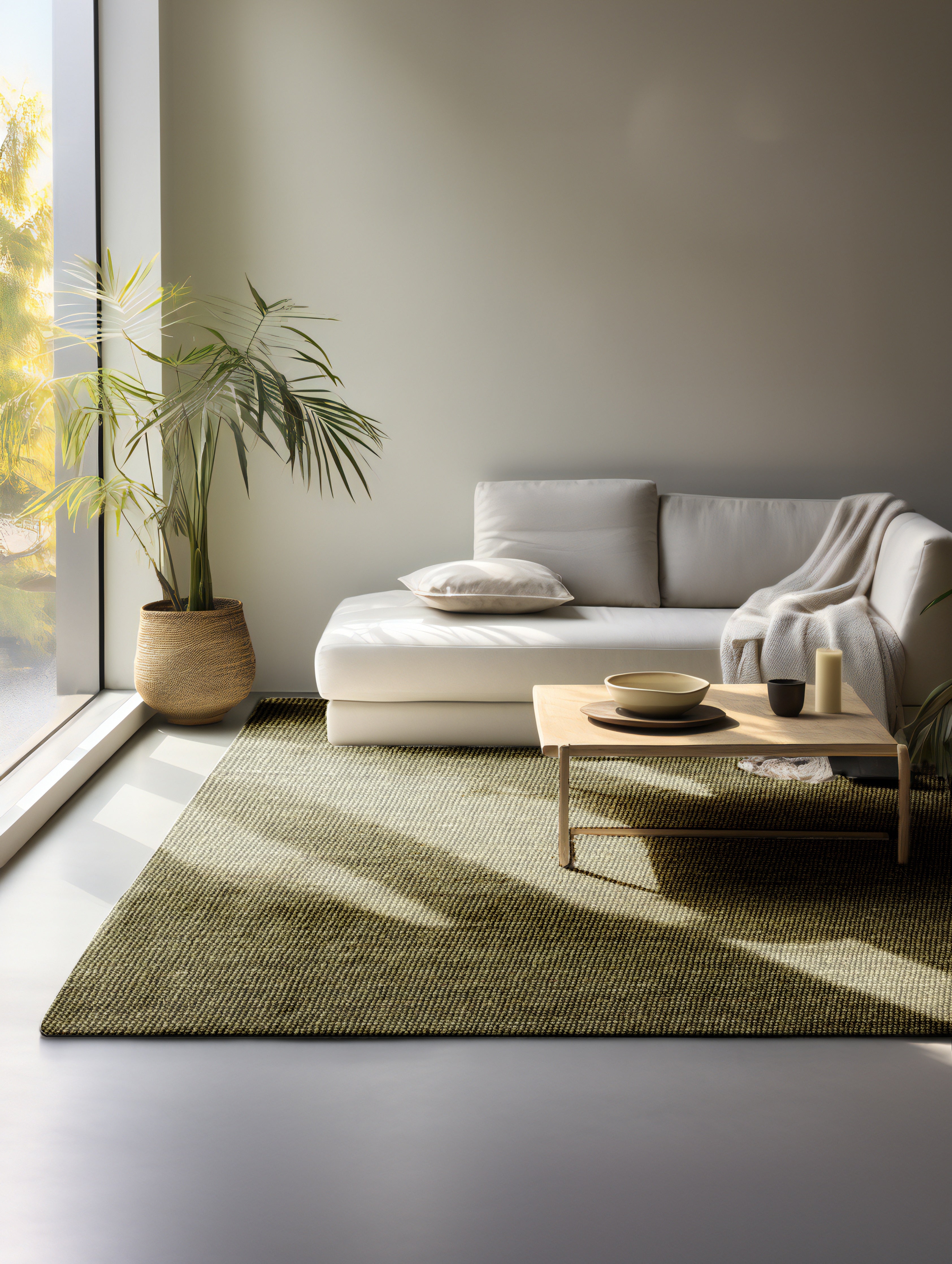 BOUCLE JUTE TÆPPE, JUNGLE GRØN - 105977