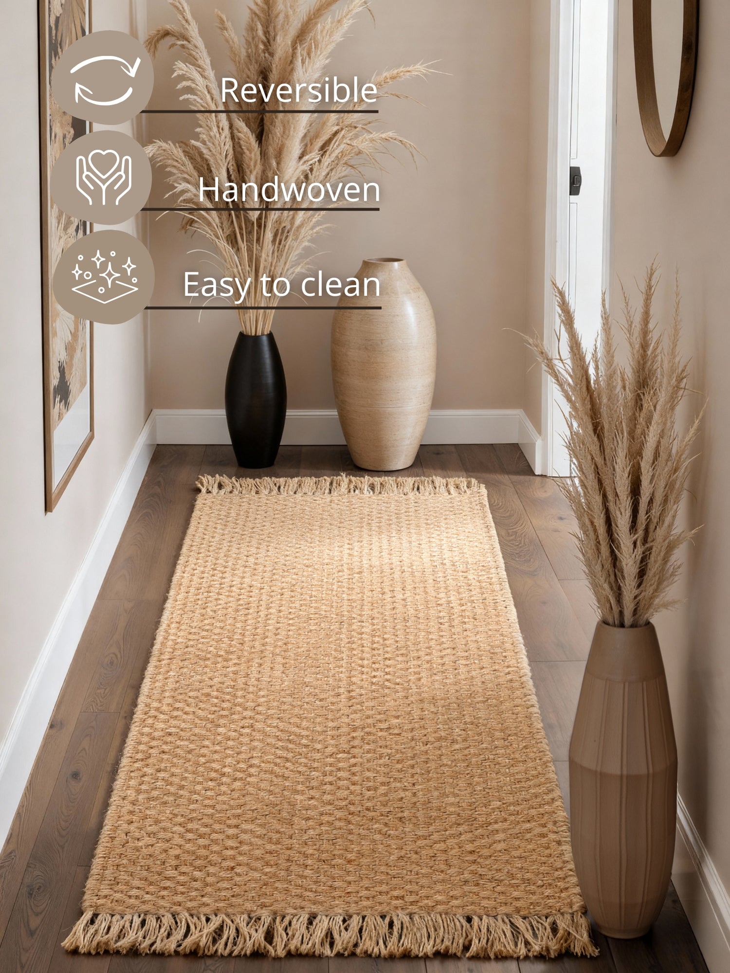 HANDLOOM JUTE TÆPPE FJORD, NATURLIG GYLDEN