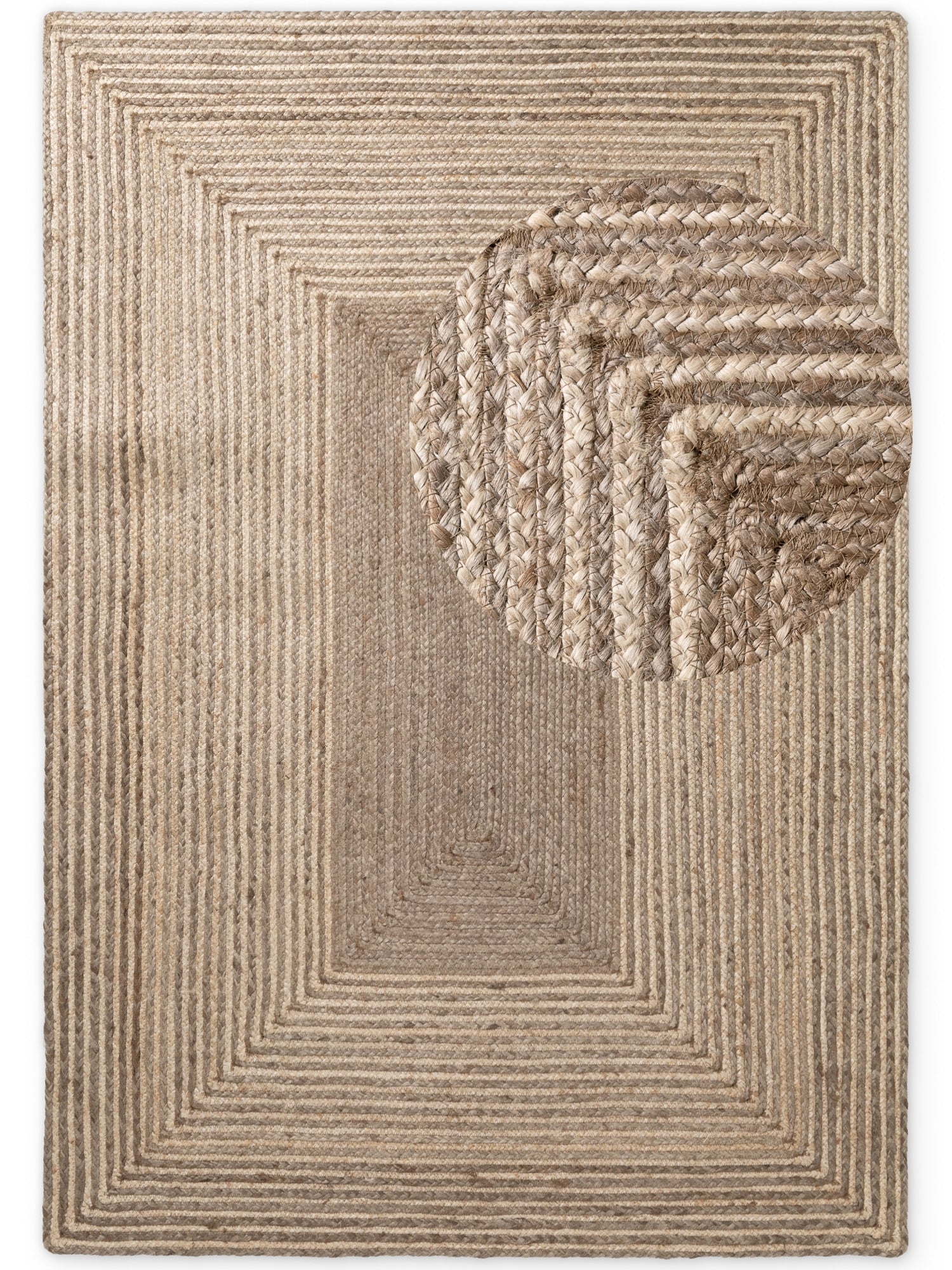 JUNO JUTE TÆPPE LINE, NATUR HVID BRUN
