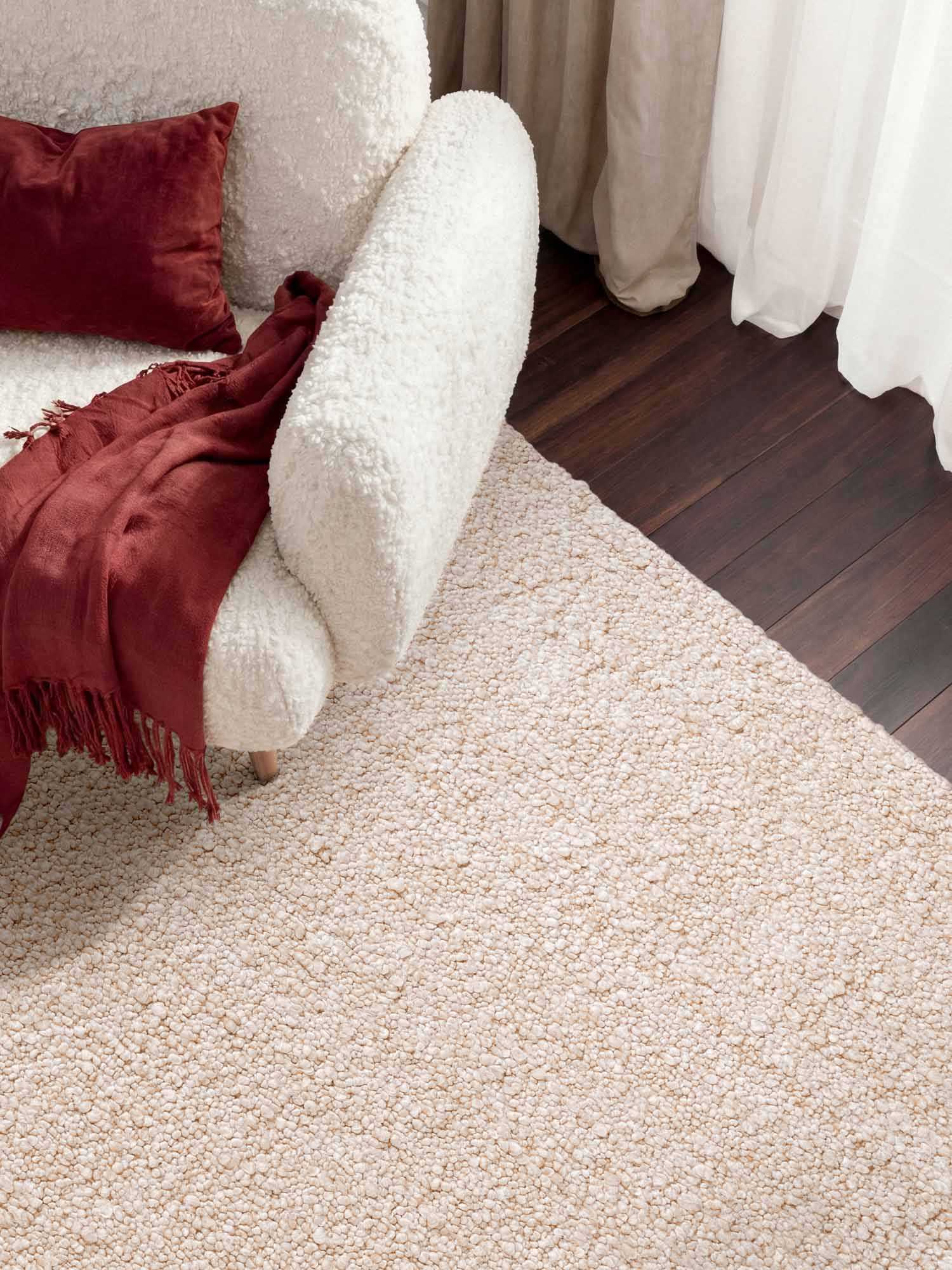 TED BAKER NOTTING HILL SOFT BOUCLE KORTLUVET TÆPPE, PORTOBELLO CREME-BEIGE
