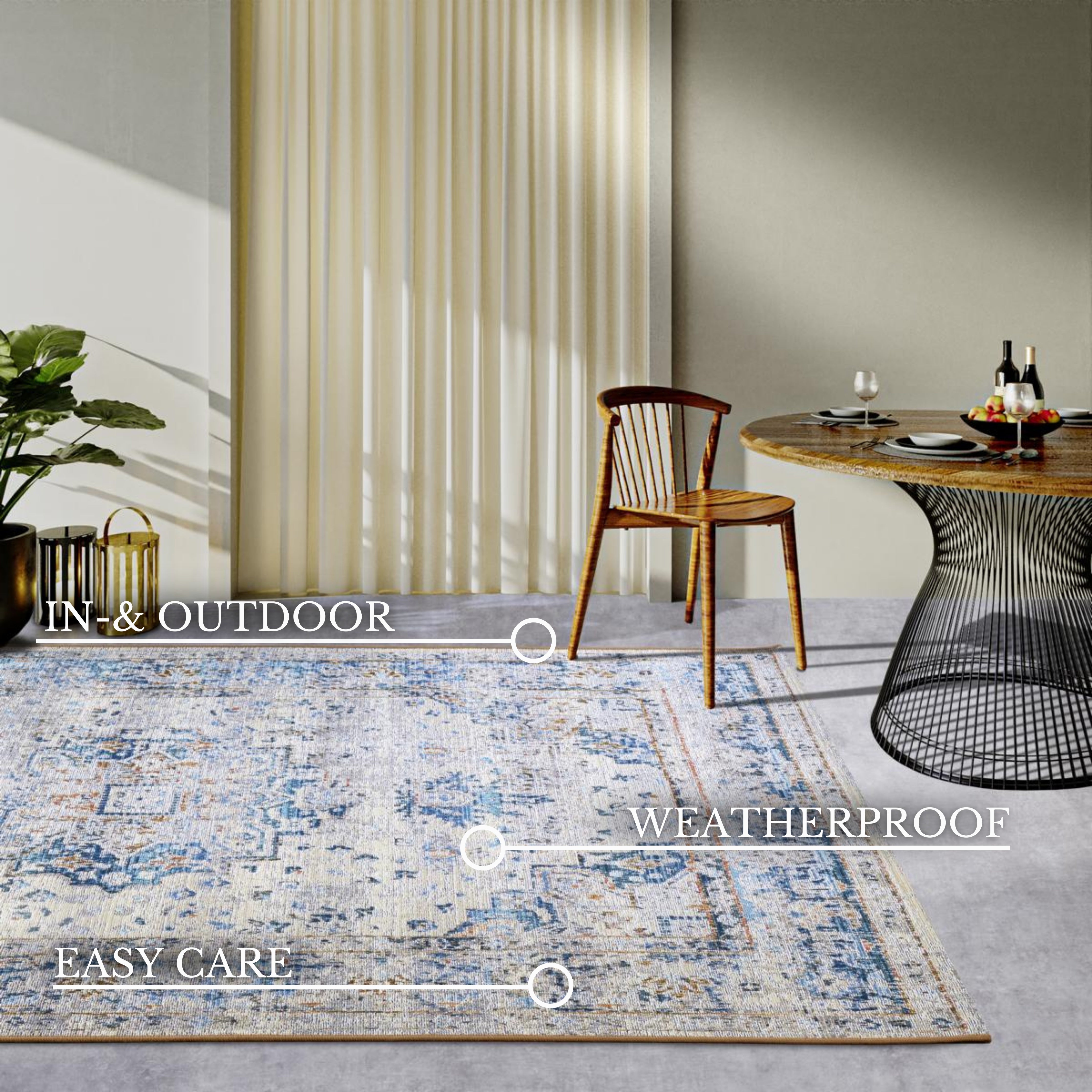 VILLEROY & BOCH 106064 - INDENDØRS OG UDENDØRS TÆPPE, RENE CREME-BLÅ