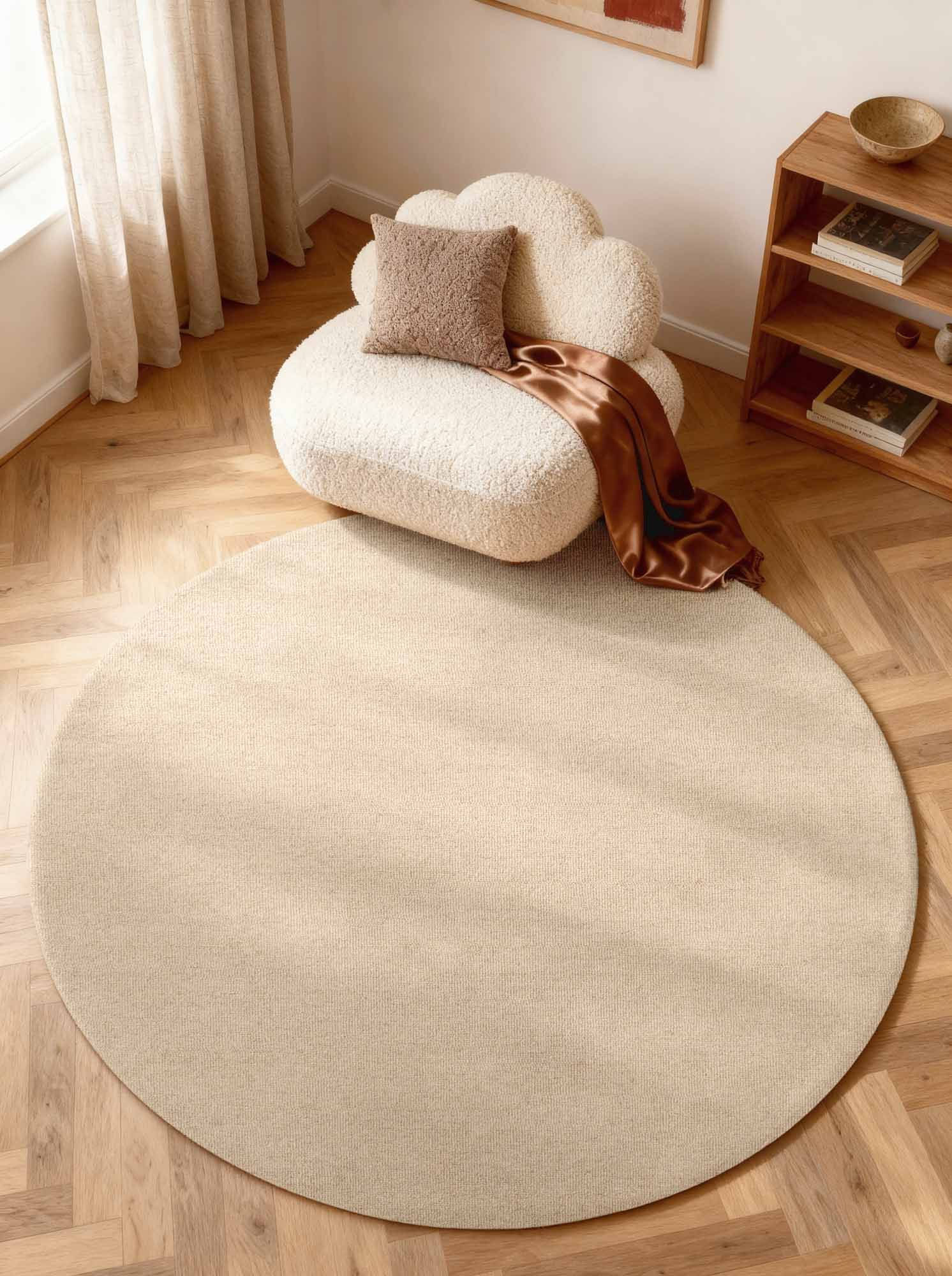 ELLE DECORATION PURISTIC FINE BOUCLE ULDTÆPPE, KNOTS NATURLIG LYS BEIGE