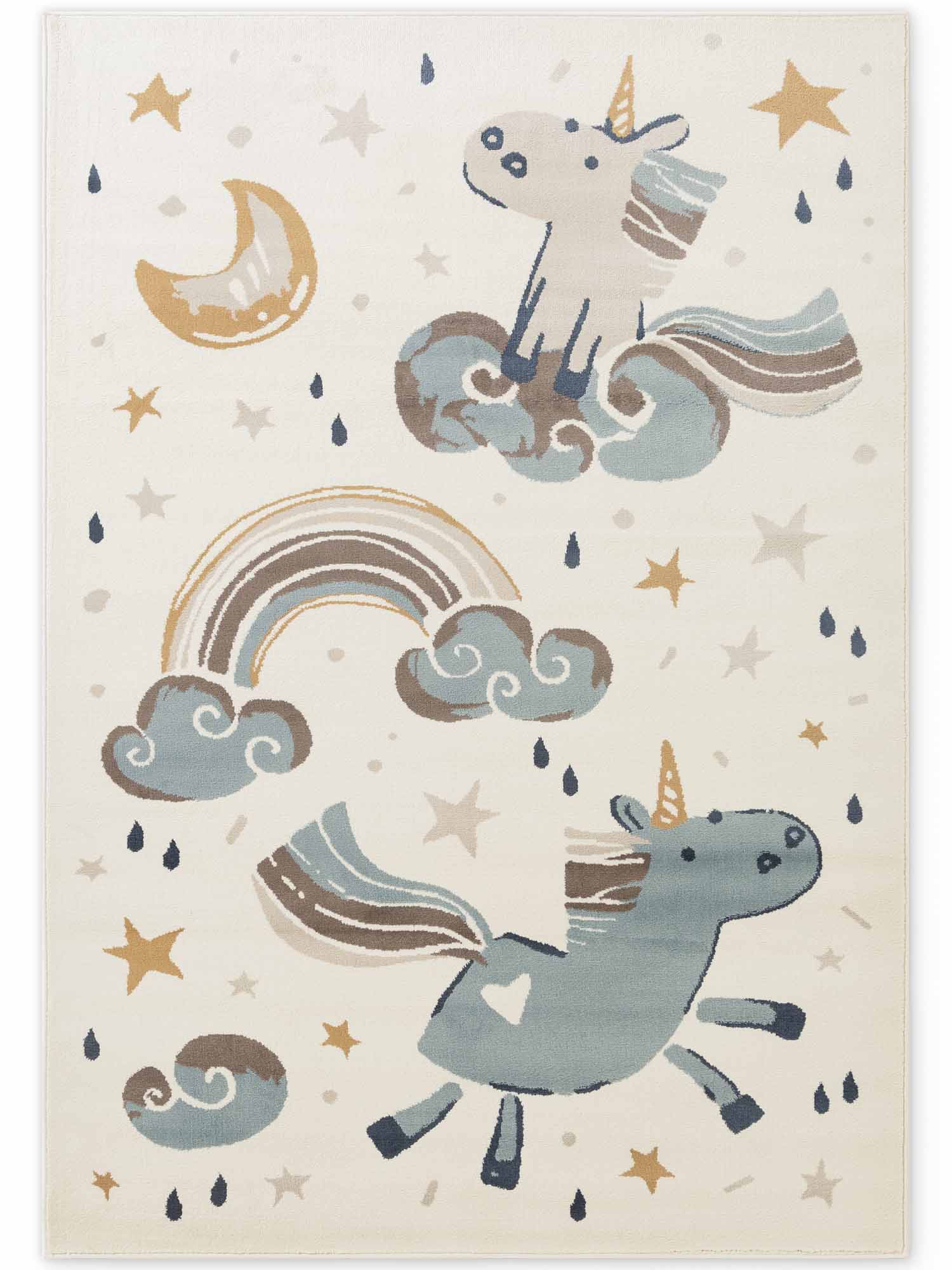 EVENTYR BØRNETÆPPE EINHORN, CREME MULTI