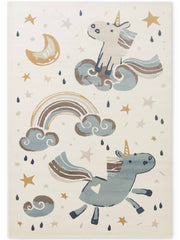 EVENTYR BØRNETÆPPE EINHORN, CREME MULTI