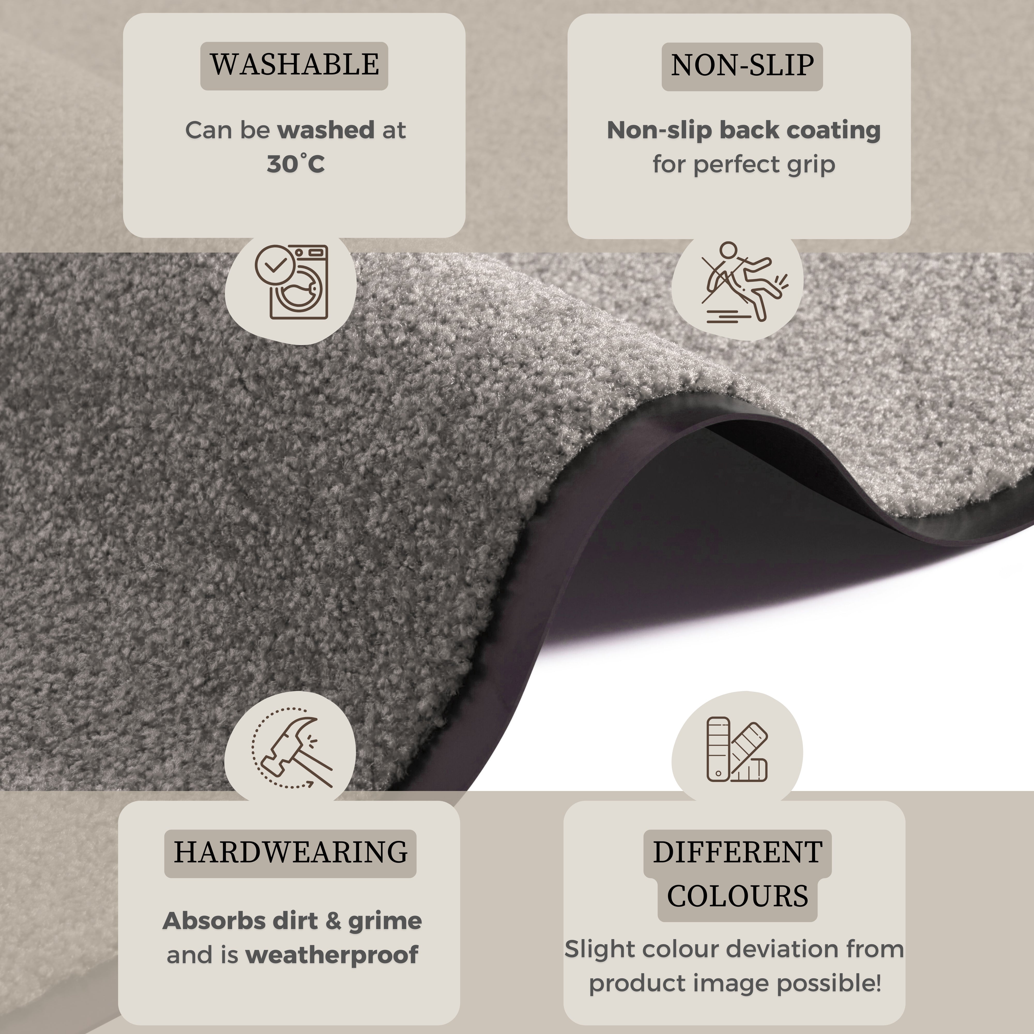 DØRMÅTTE WASH & CLEAN, TAUPE 102042