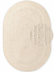 JUTE FLETTET TÆPPE RANGPUR OVAL, NATURLIG-ELFENBEN