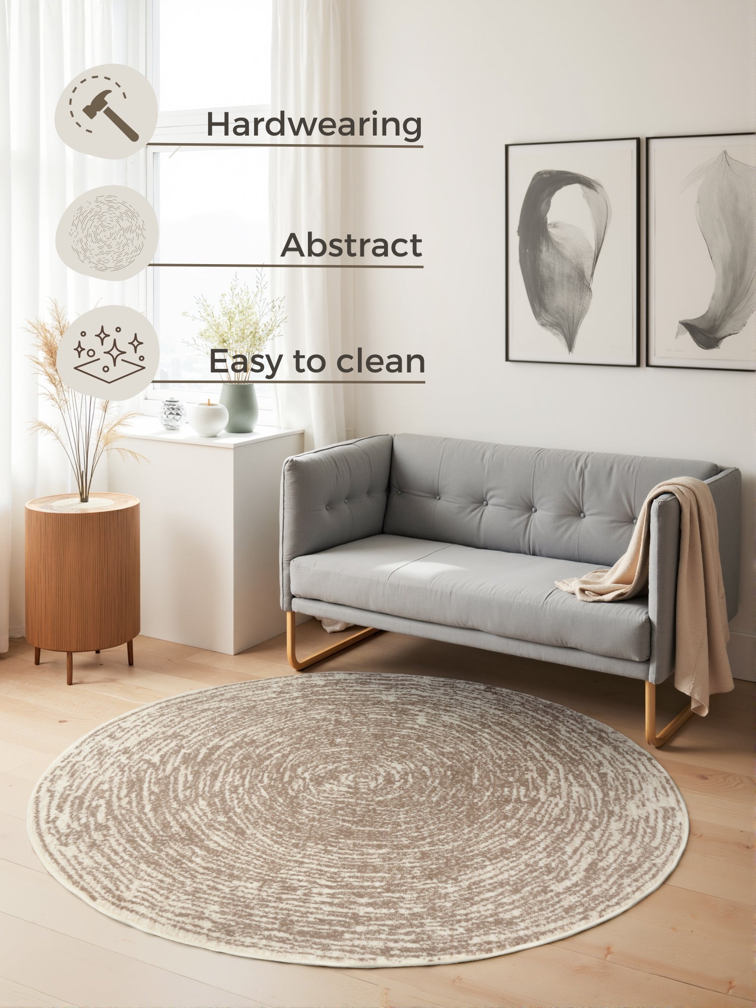 FLORIA TÆPPE RUNDT - CREME-BEIGE 106258