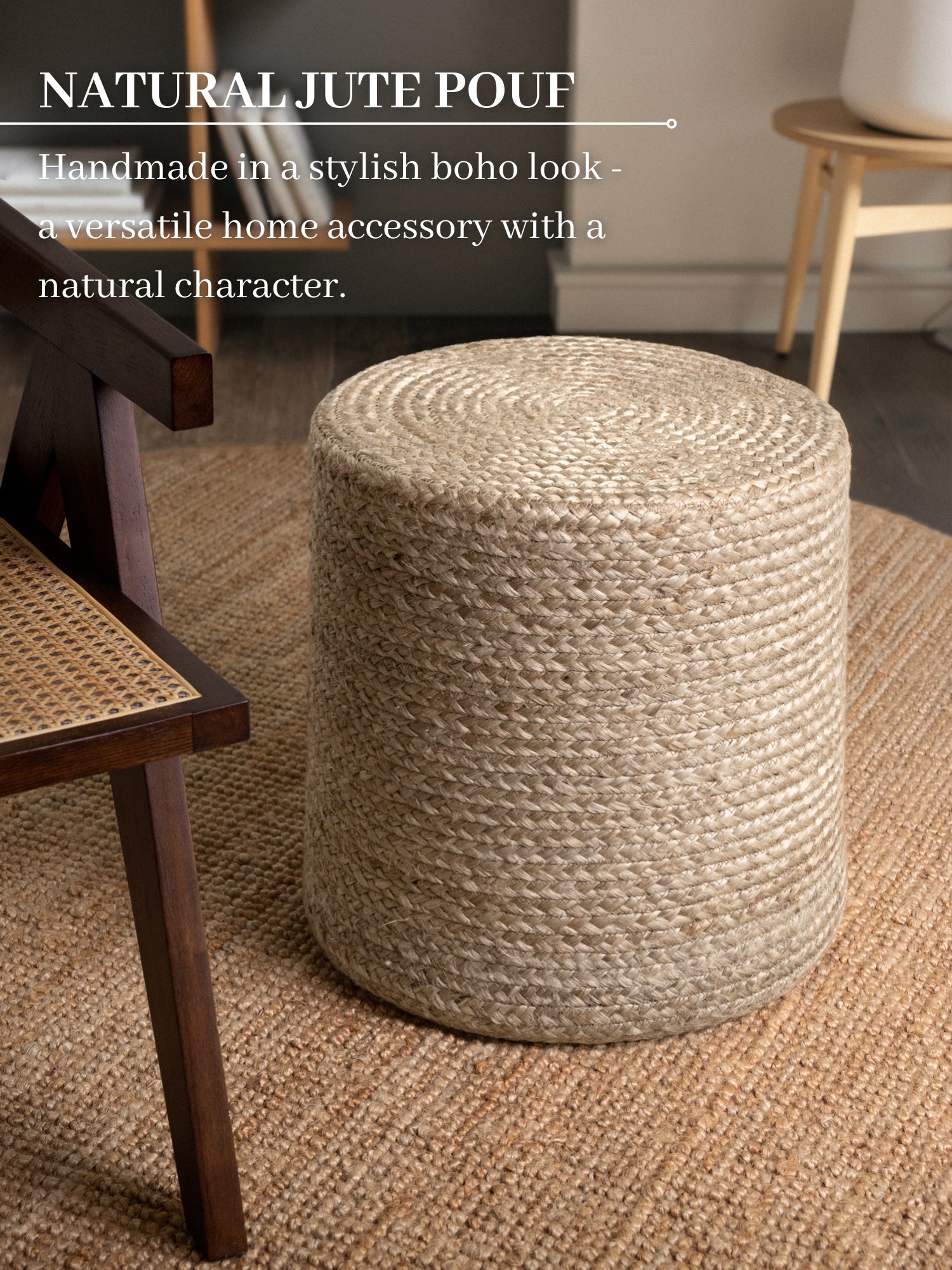 JUTZA JUTE PUF, 106235 NATURLIG GREIGE