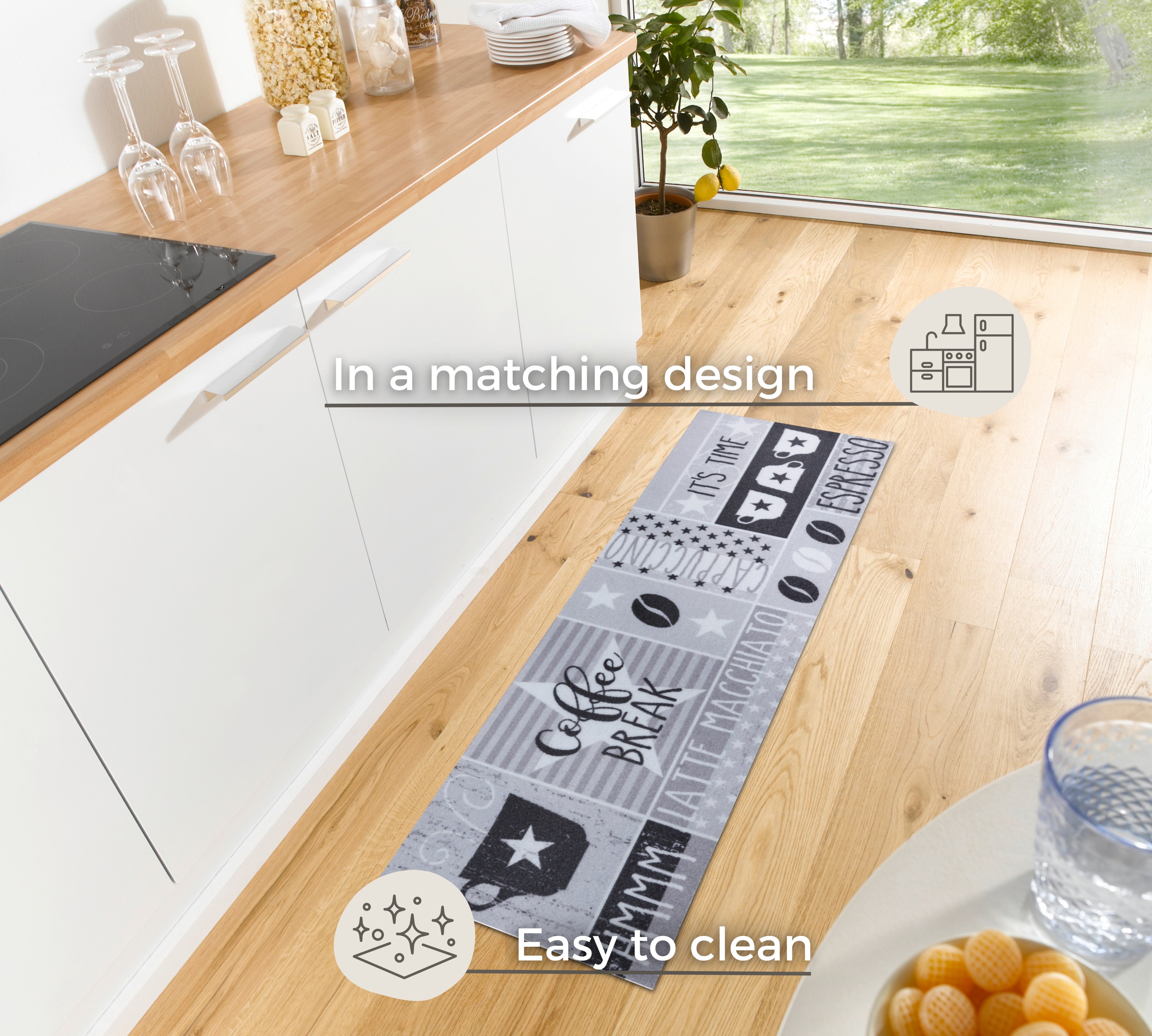 HANSE HOME COOK&CLEAN ESPRESSO TIME KØKKENTÆPPE 105723, STR. 50x150 CM